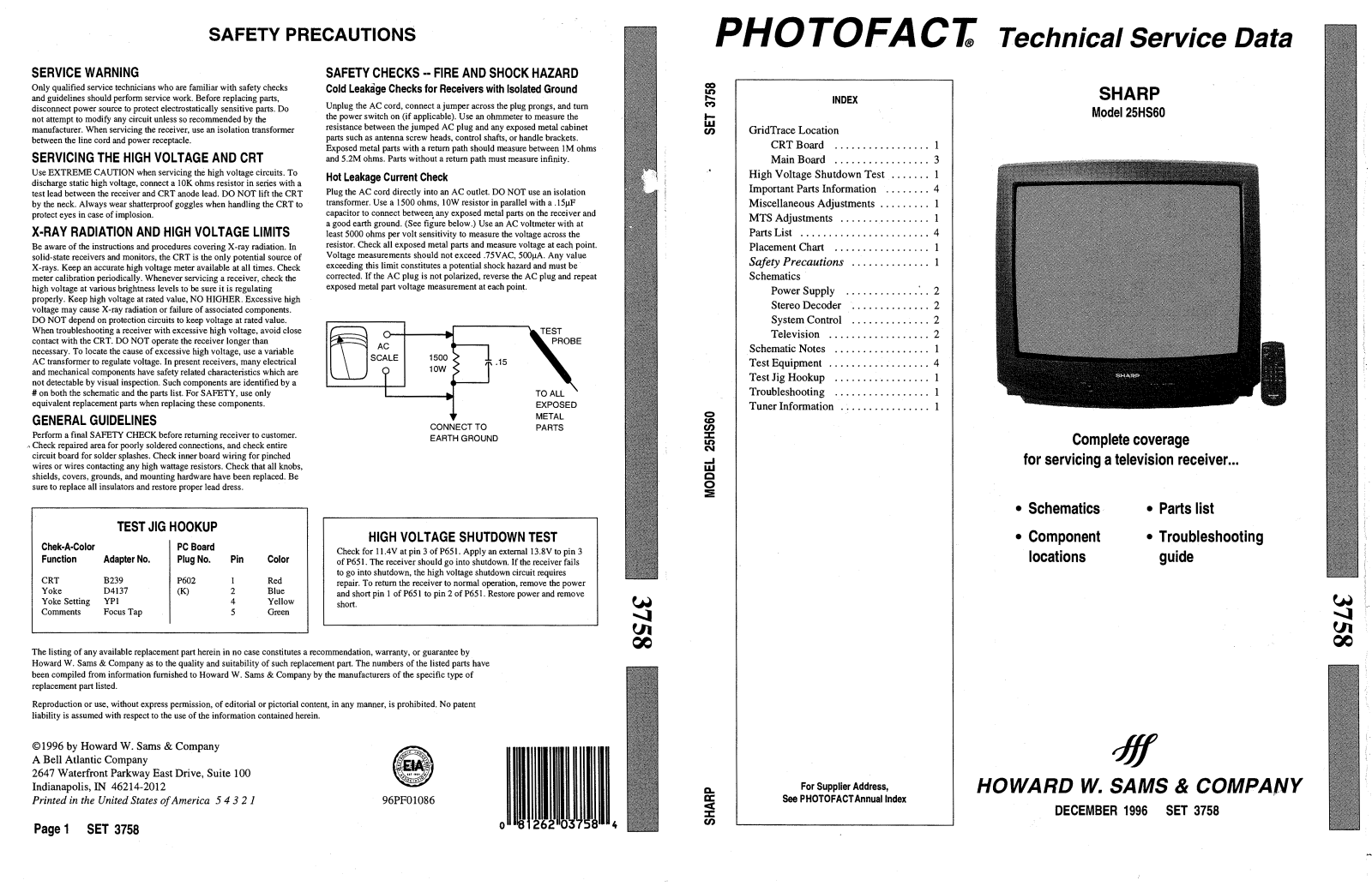 Sharp 25HS60 Service Manual