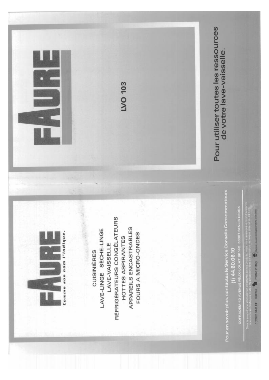 Faure LVO103 W1 User Manual