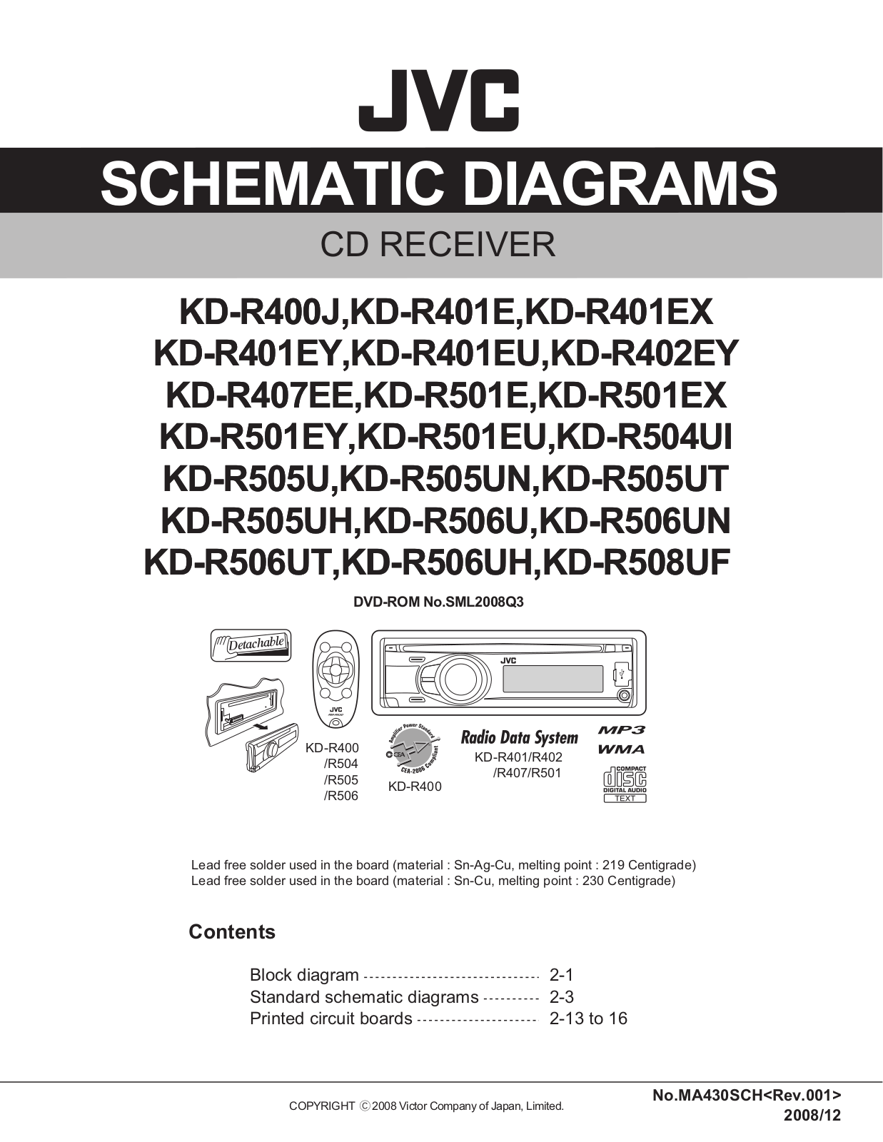 JVC KDR-401, KDR-402, KDR-407, KDR-501, KDR-504 Service manual