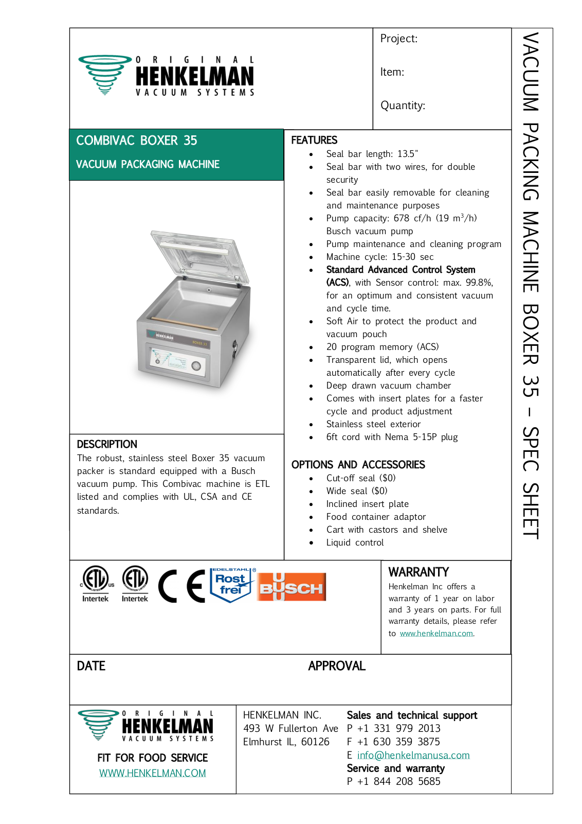 Henkelman Boxer 35 Specifications