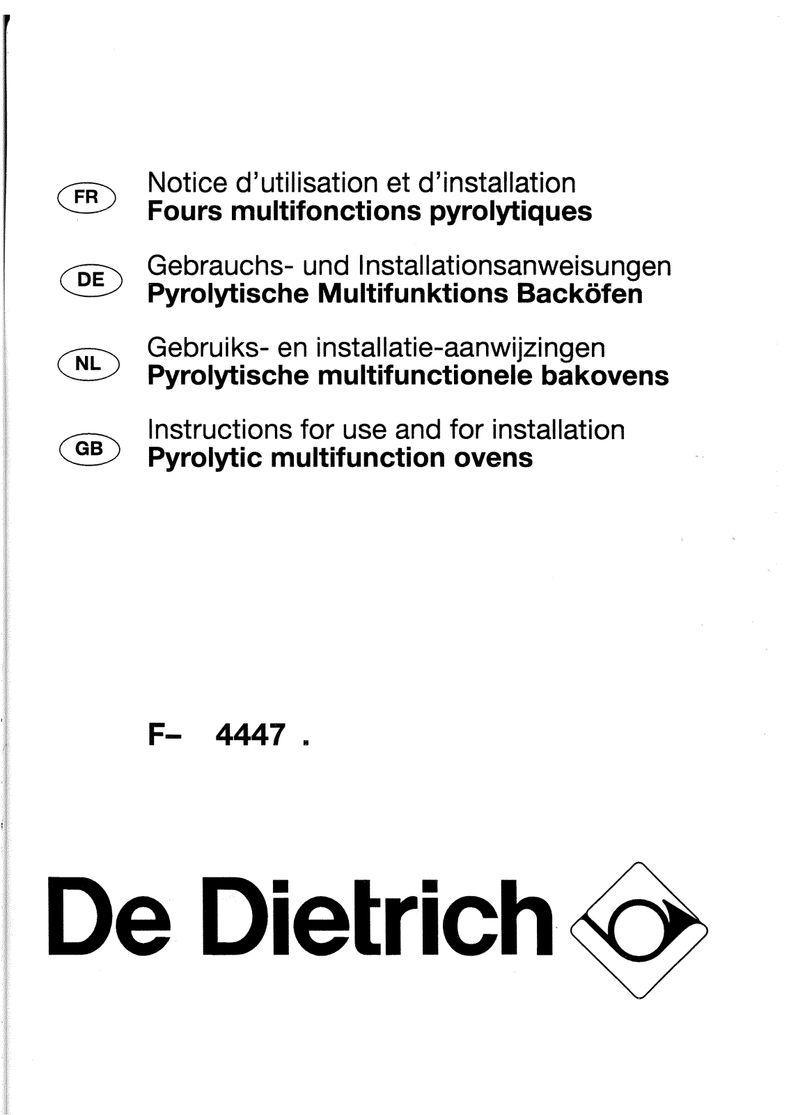 De dietrich FA4447E3 User Manual