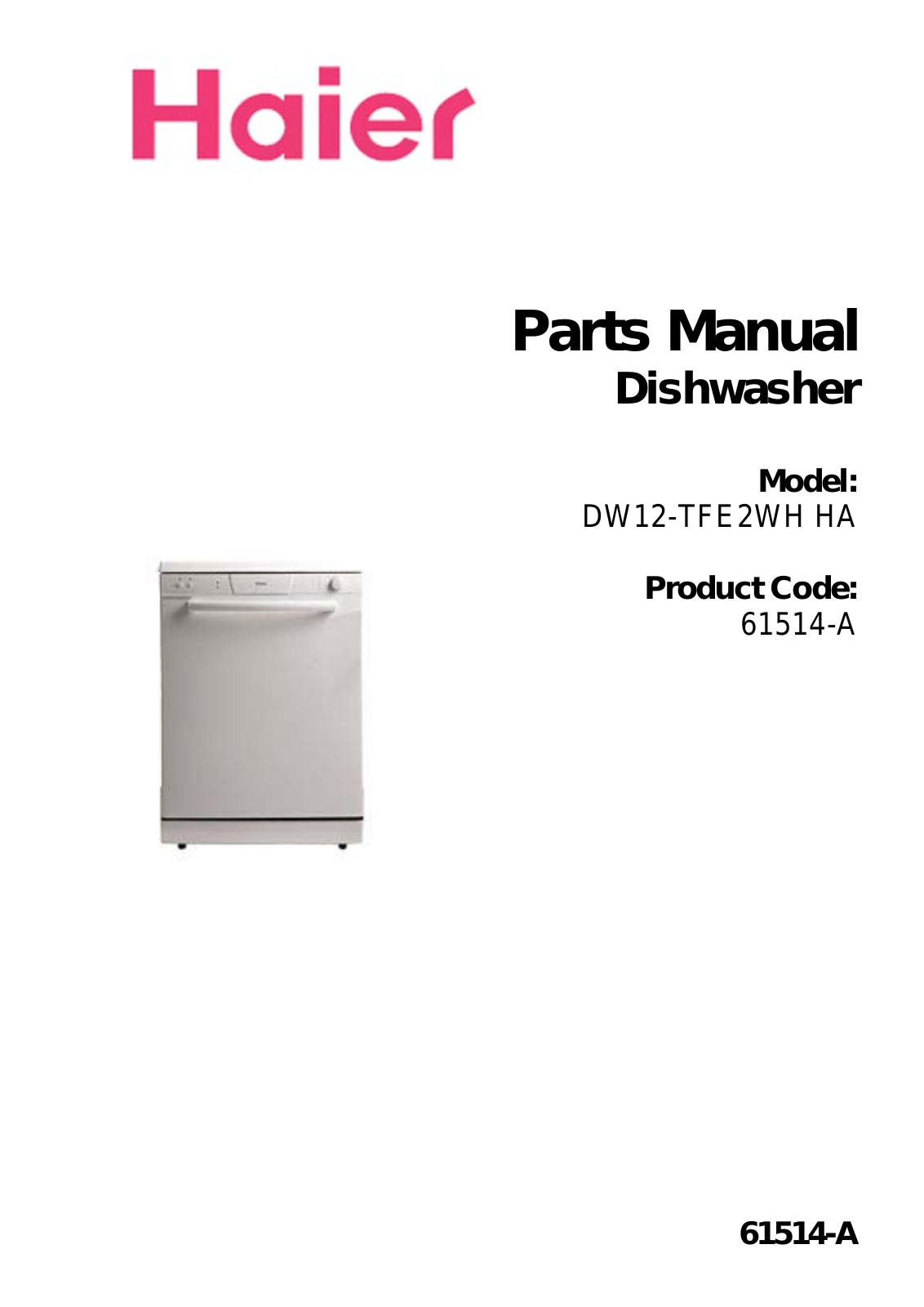 Haier DW12-TFE2WH HA Parts Manual