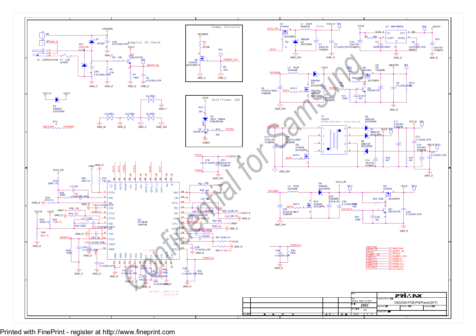 SAMSUNG DIGIMAX 420 Schematics pcb pw