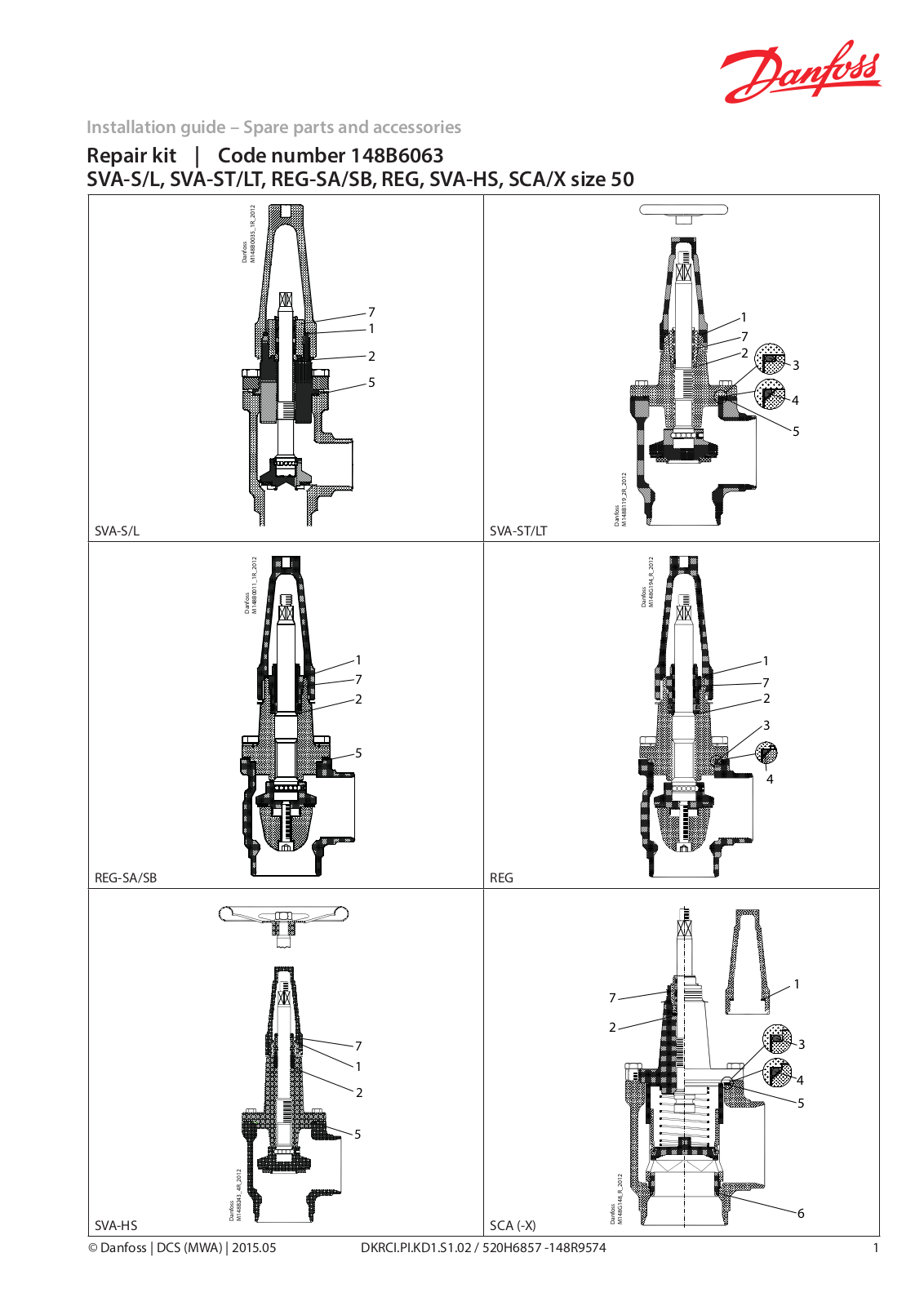 Danfoss SVA-S/L, SVA-ST/LT, REG-SA/SB, REG, SVA-HS Installation guide