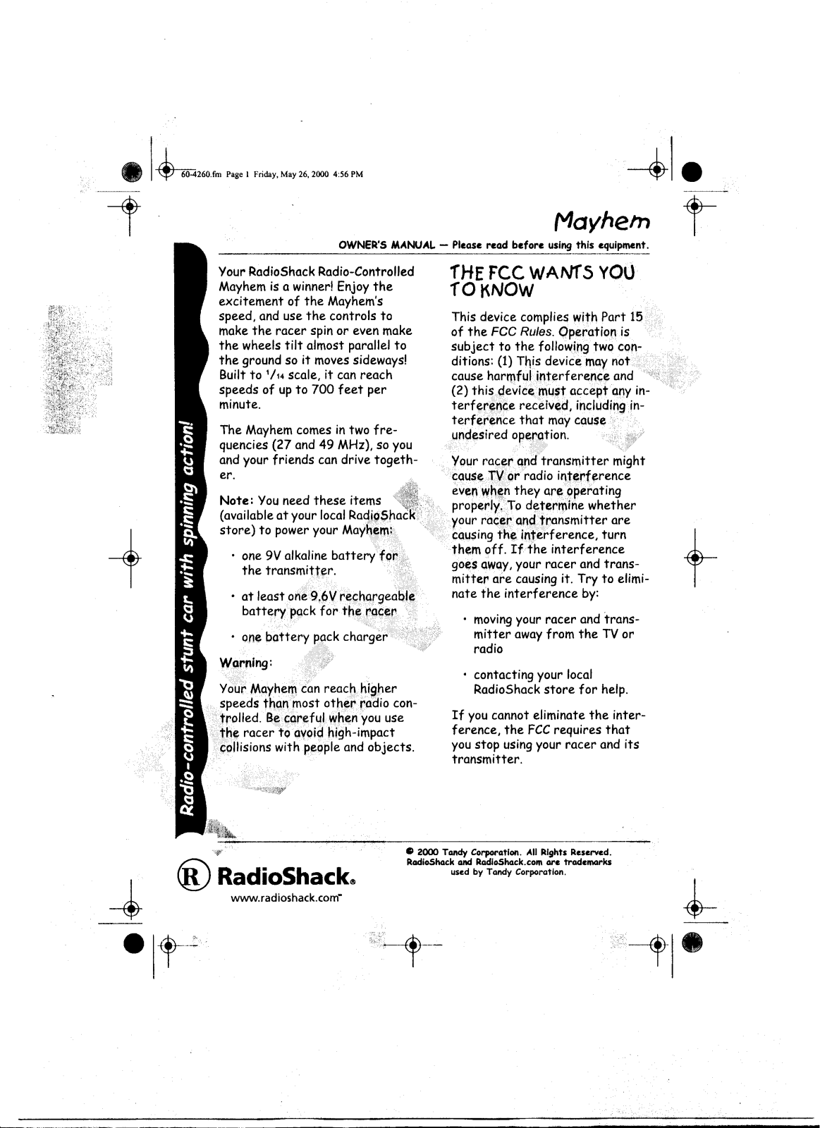 Radio Shack 6004260RX49 User Manual