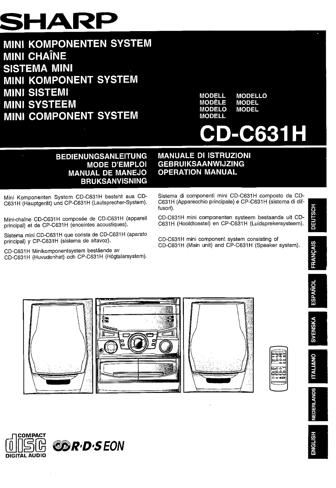 Sharp CD-C631H User Manual