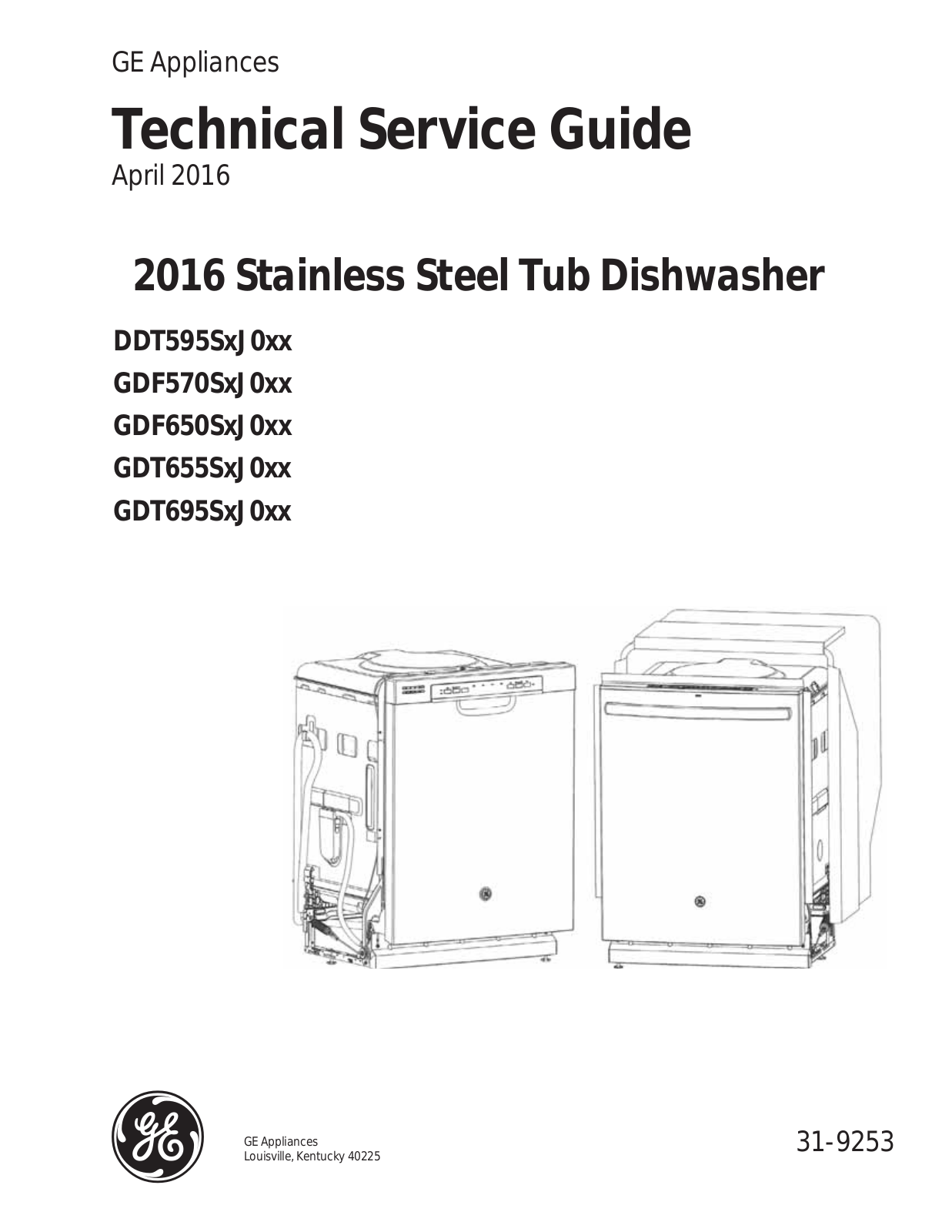 GE Appliances DDT595SxJ0xx, GDF570SxJ0xx, GDF650SxJ0xx, GDT655SxJ0xx, GDT695SxJ0xx Service Manual