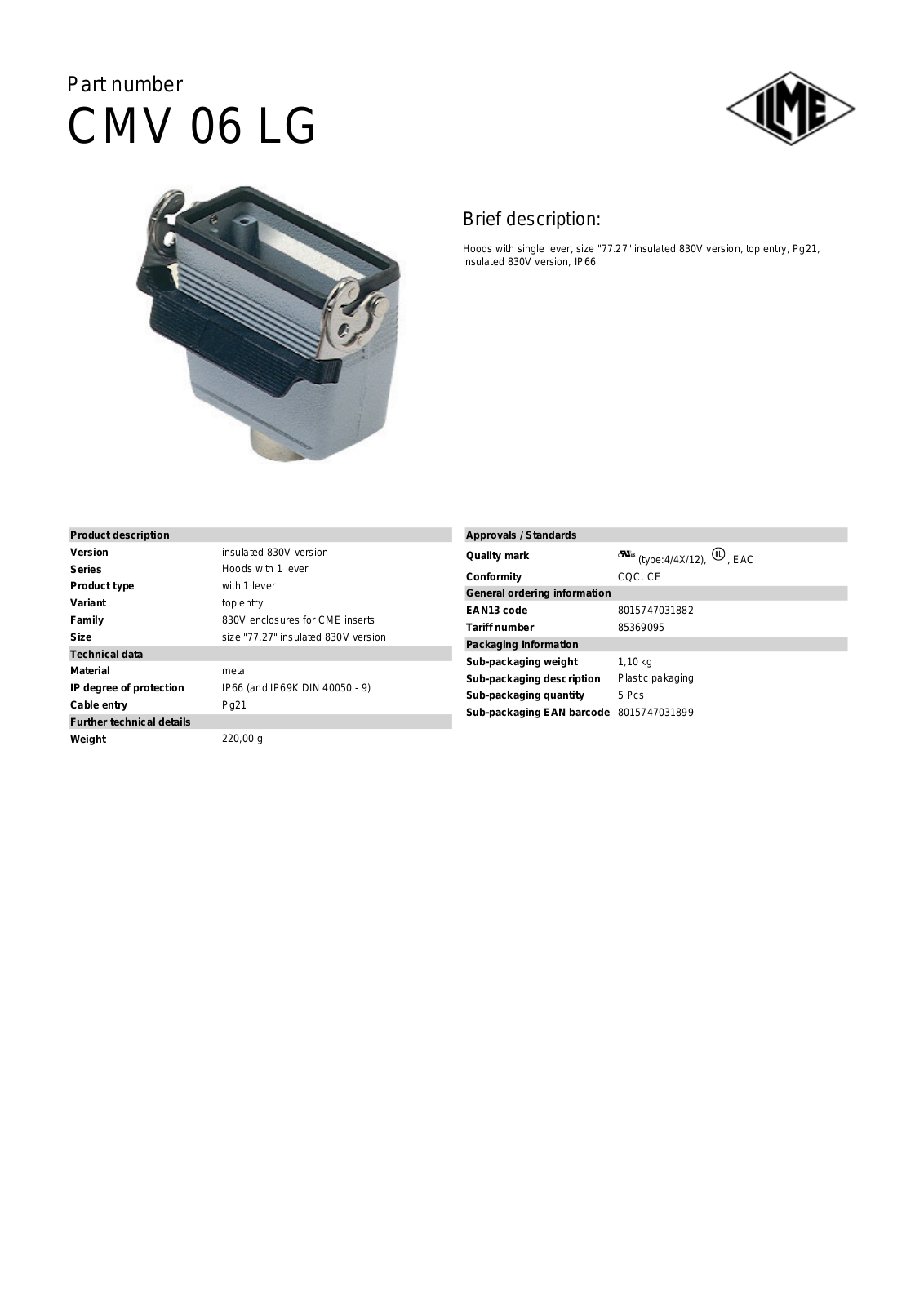 ILME CMV-06LG Data Sheet