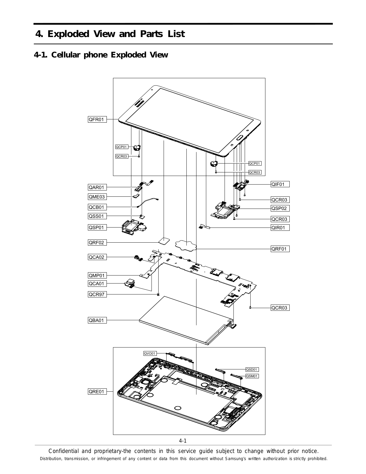 Samsung SM-T705 Exploded View