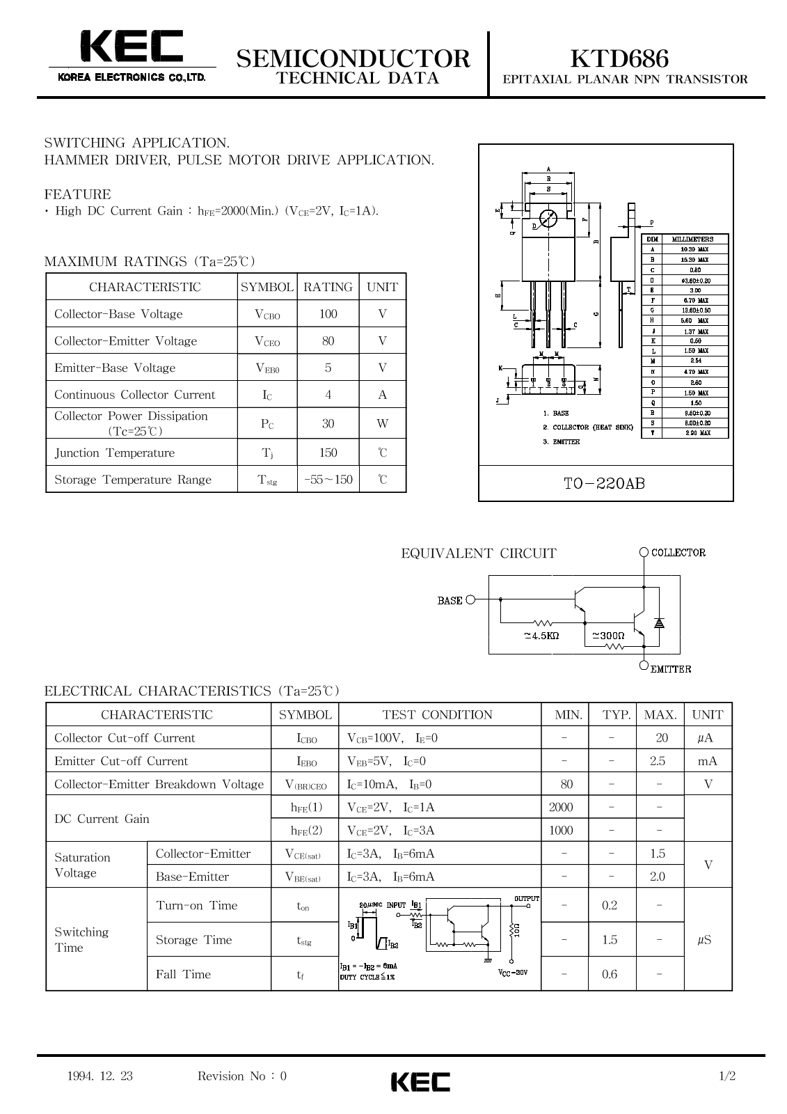 KEC KTD686 Datasheet