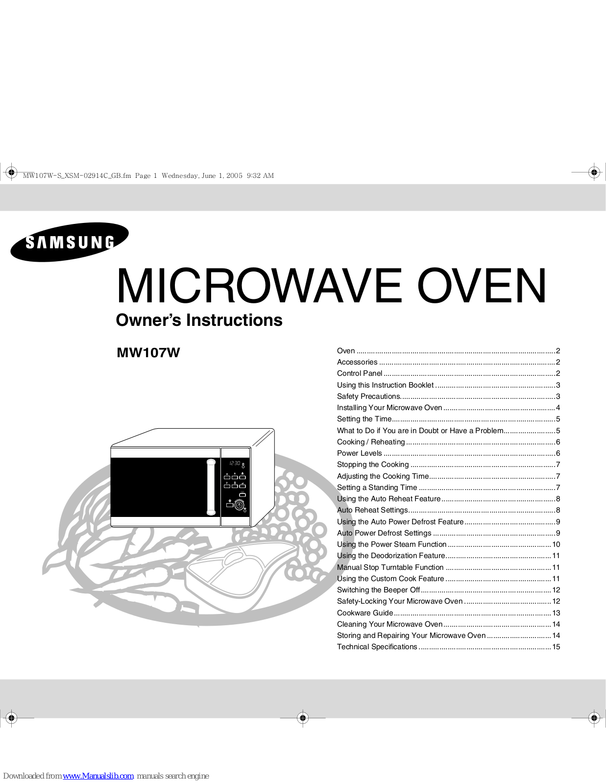 Samsung MW107W-S, MW107W Owner's Instructions Manual