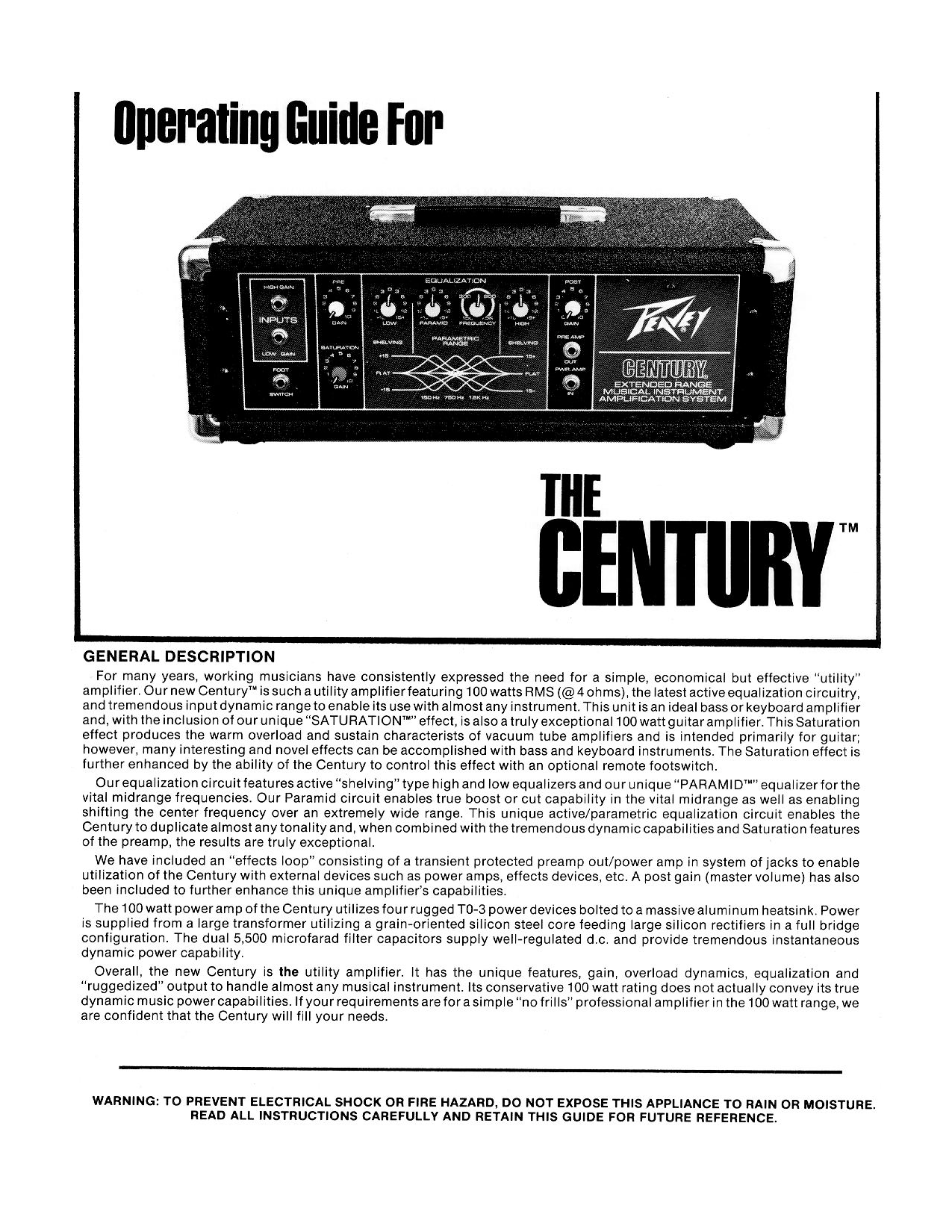 Peavey The Century User Manual