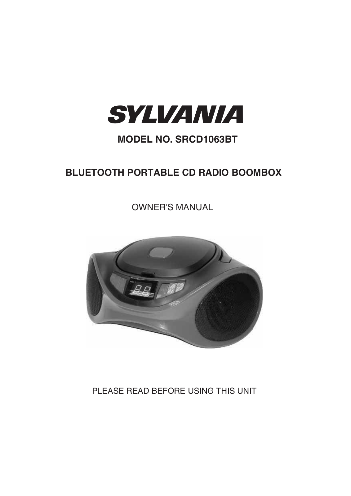 SYLVANIA SRCD 1063 BT Users Manual