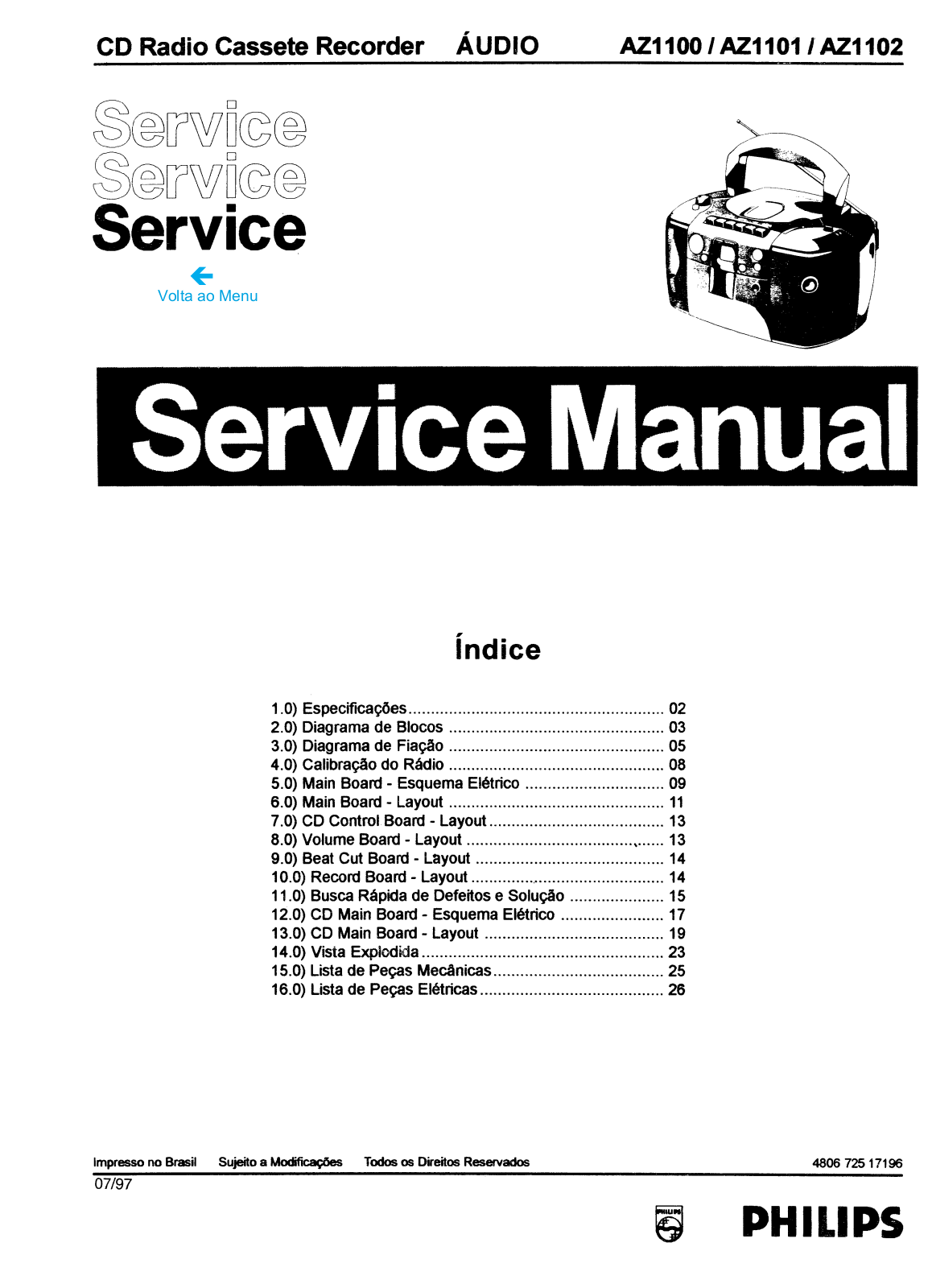 Philips AZ-1100, AZ-1102, AZ-1101 Service manual