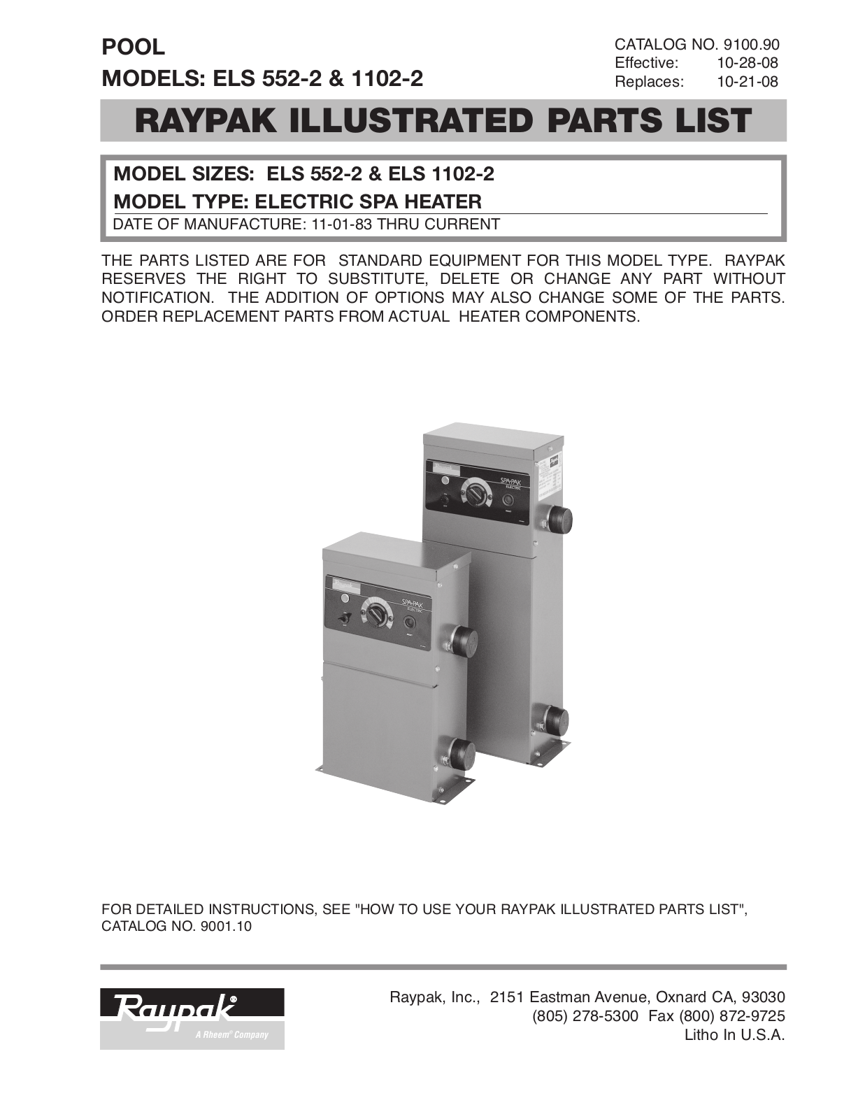 Raypak ELS 1102-2, els 552-2 User Manual