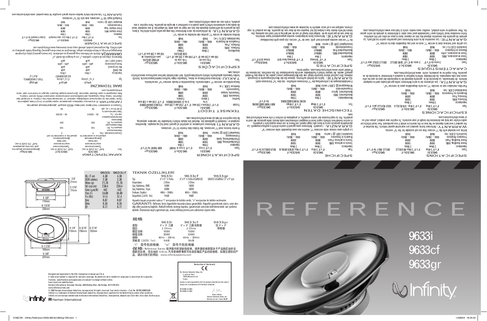 Infinity REF 9633i User Manual