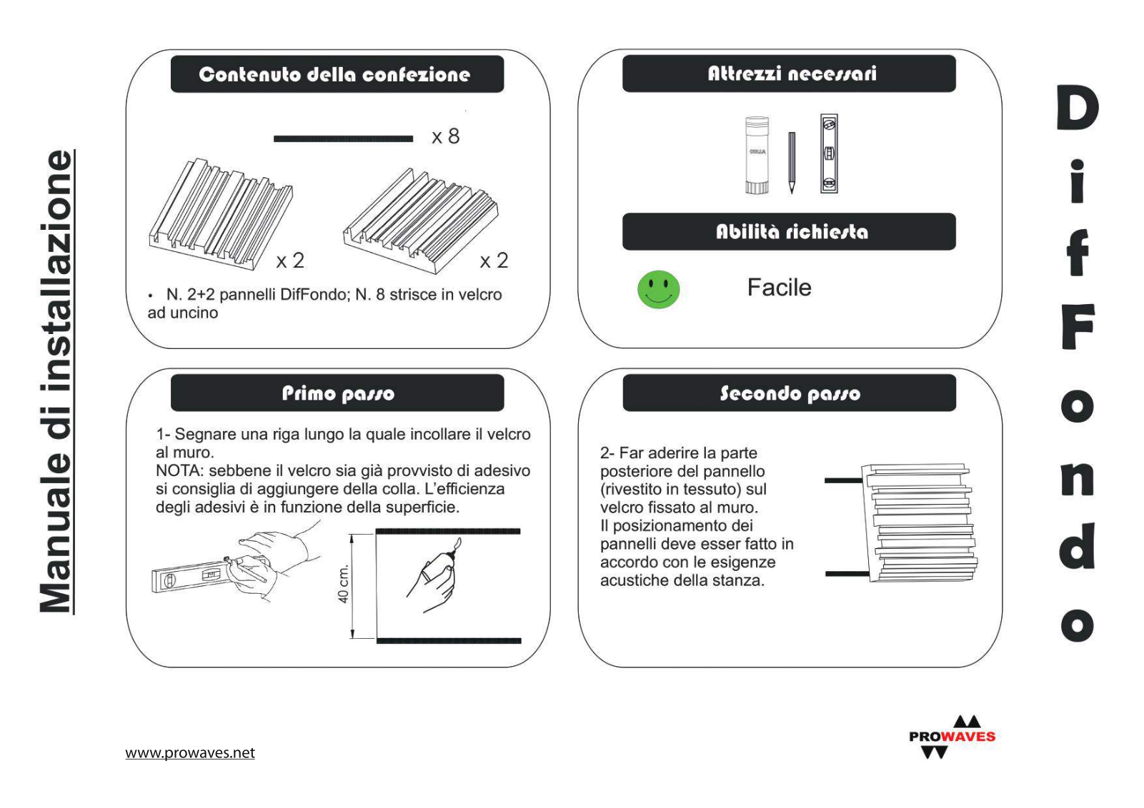 ProWaves Diffondo Square (4 pannelli) User manual