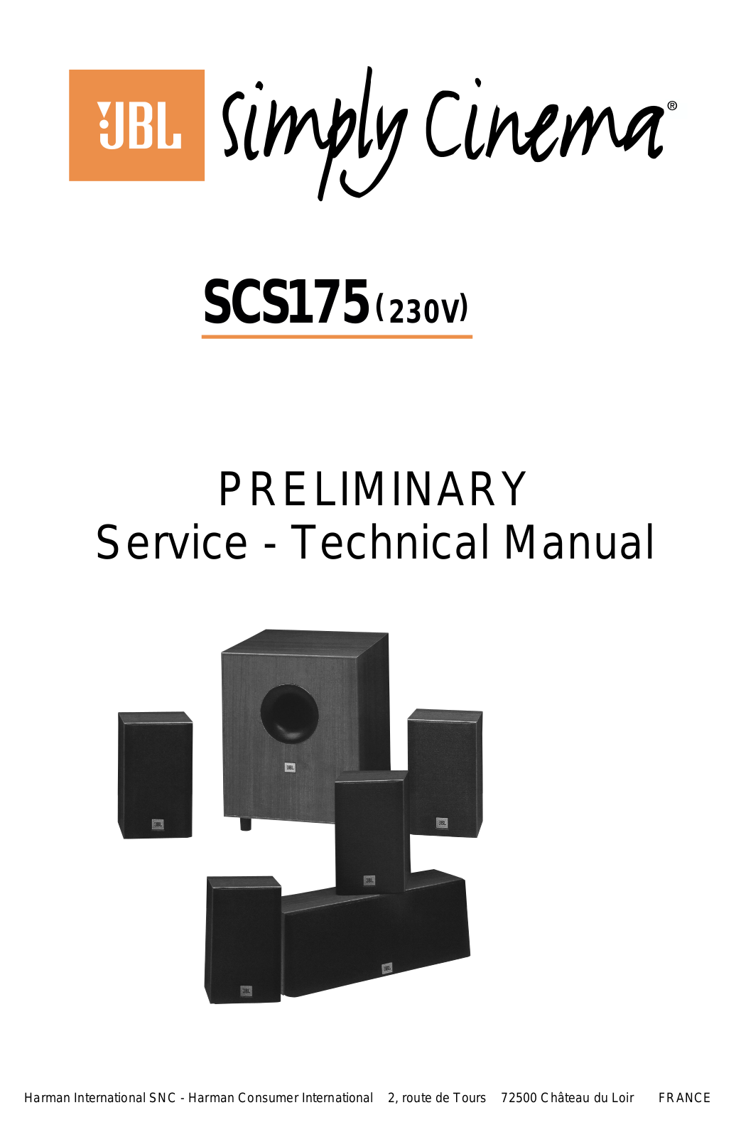 JBL SCS-175 Service manual