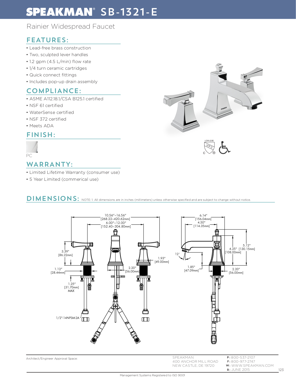 Speakman SPK2260 Specifications & Dimensions - ManualMachine.com