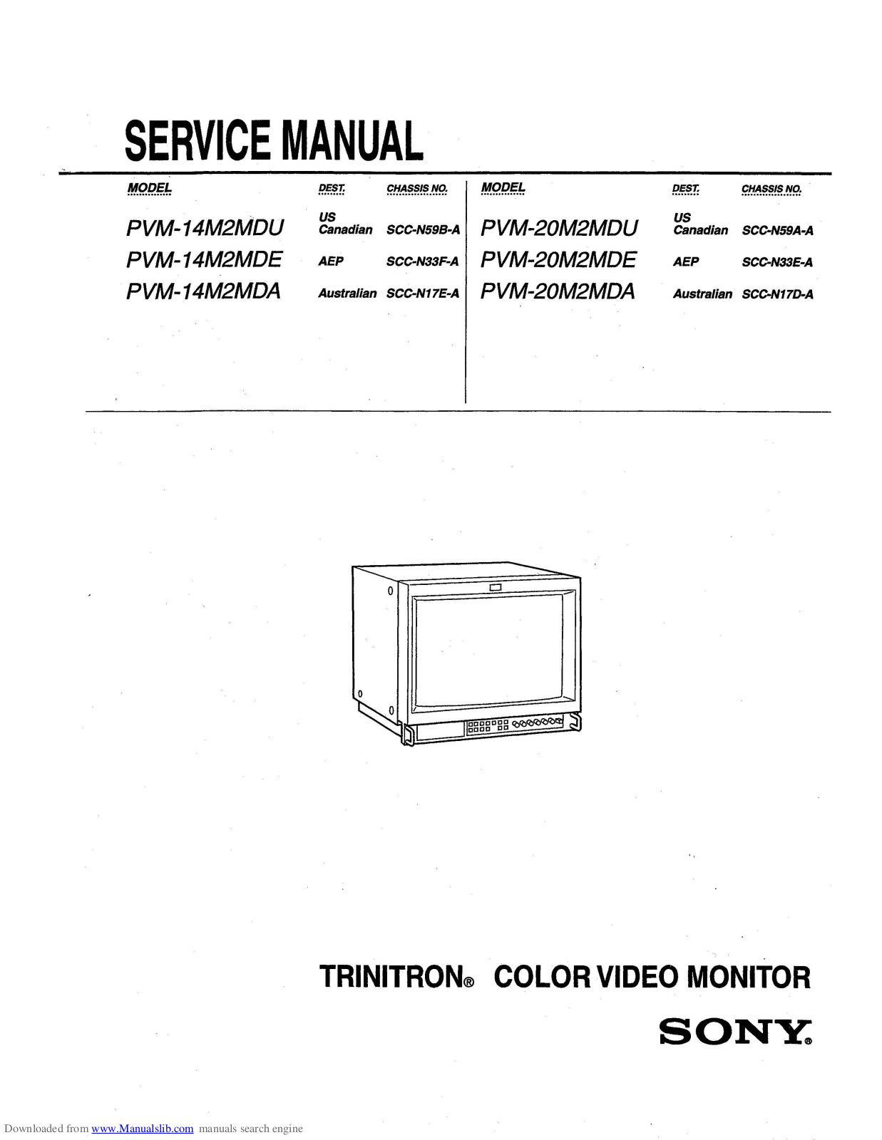 SONY PVM-14M2MDU, PVM-14M2MDE, PVM-14M2MDA, PVM-20M2MDU, PVM-20M2MDE User manual - ManualMachine.com
