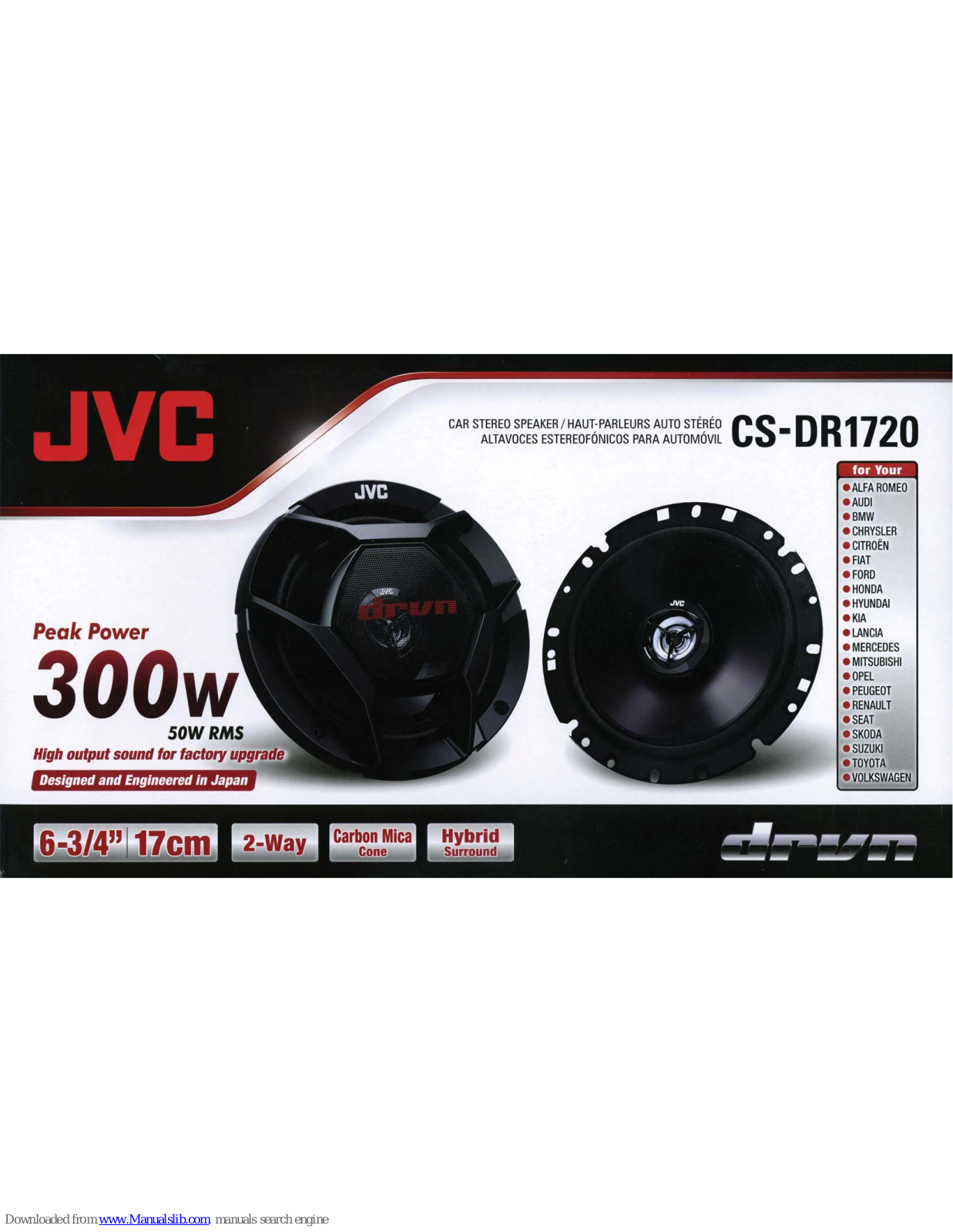 JVC cs-dr1720, CS-DR520, CS-DR1700C User Manual - ManualMachine.com