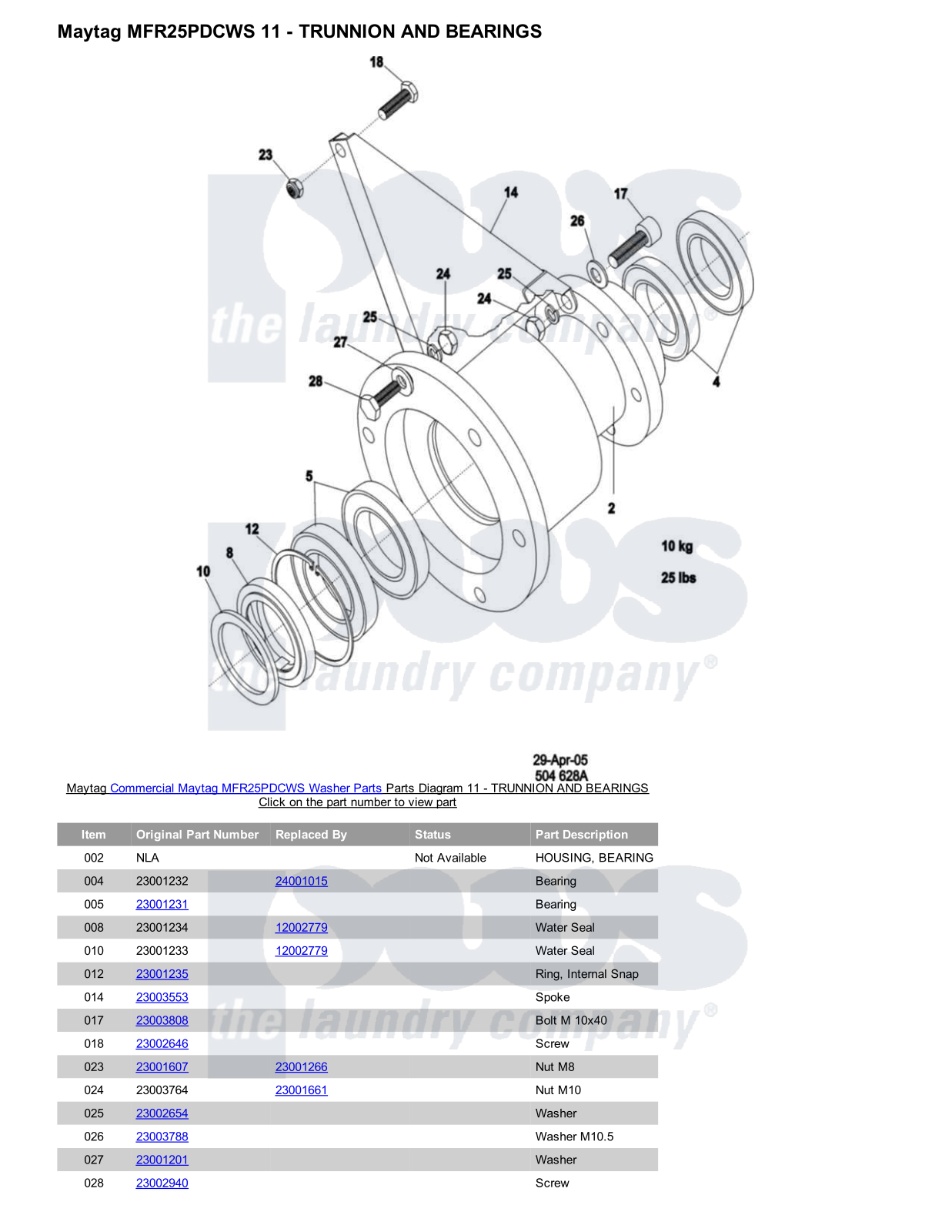 Maytag MFR25PDCWS Parts Diagram