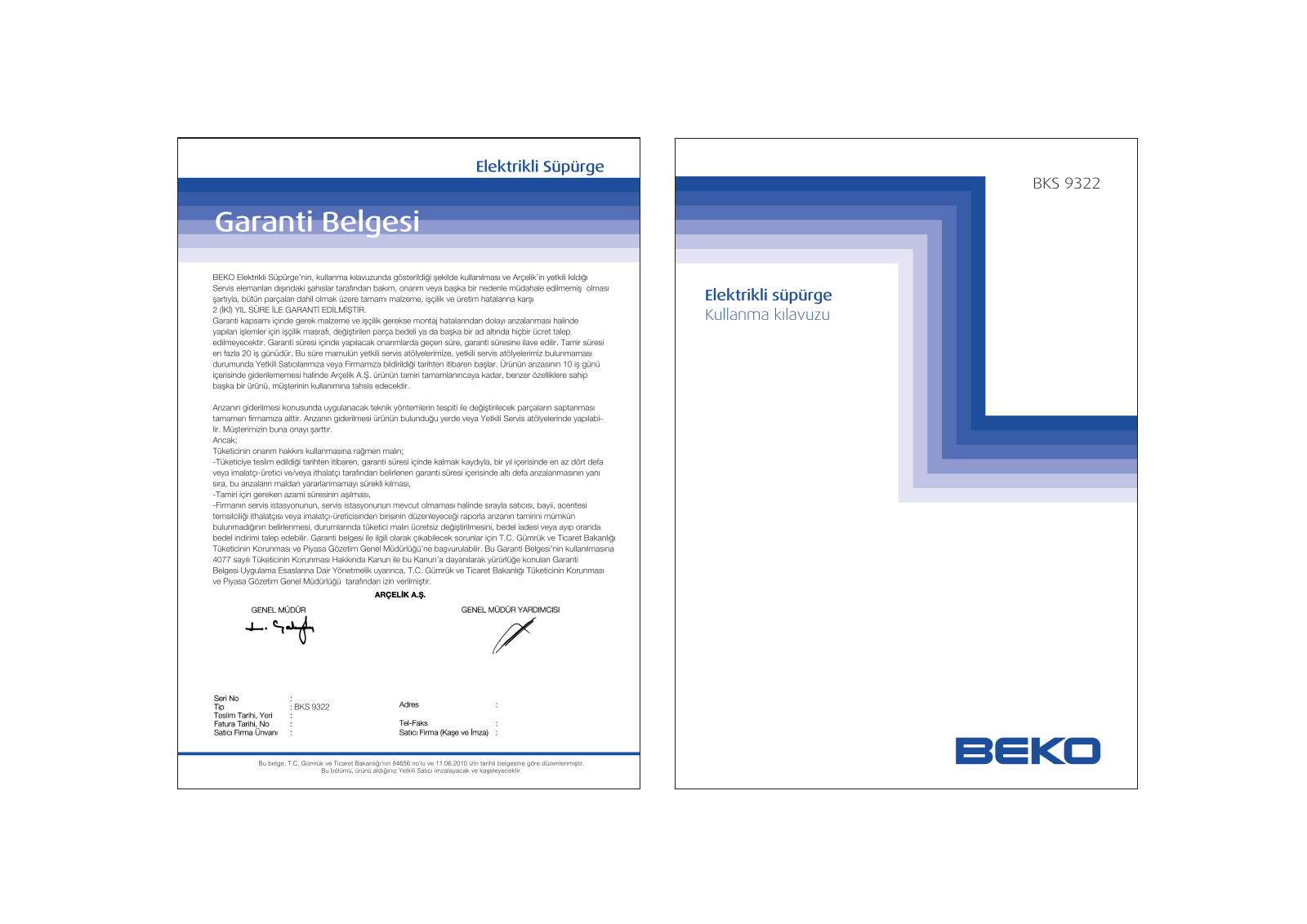 Beko BKS9322 User manual