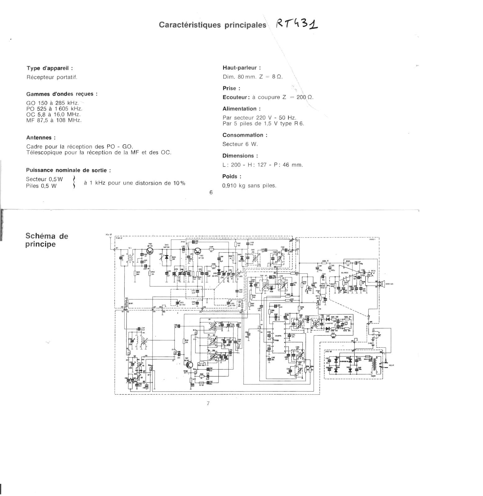 THOMSON RT431 Schematic