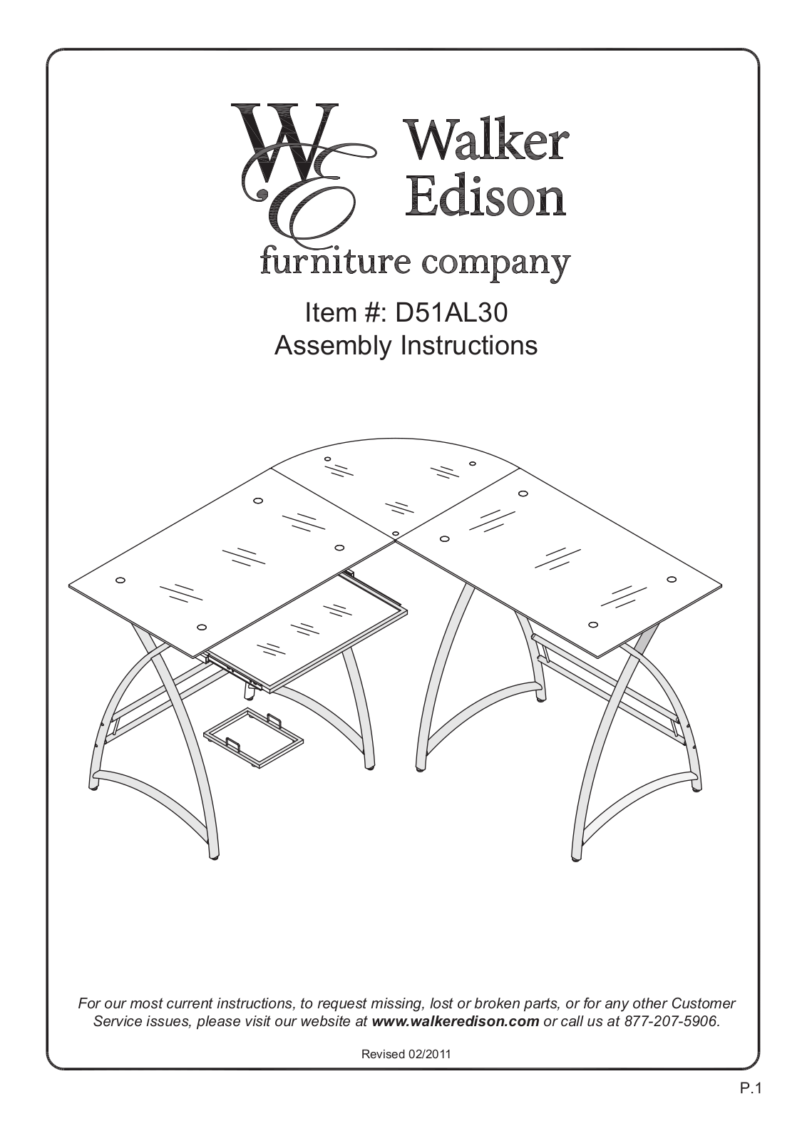 Walker Edison Furniture D51AL30 User Manual