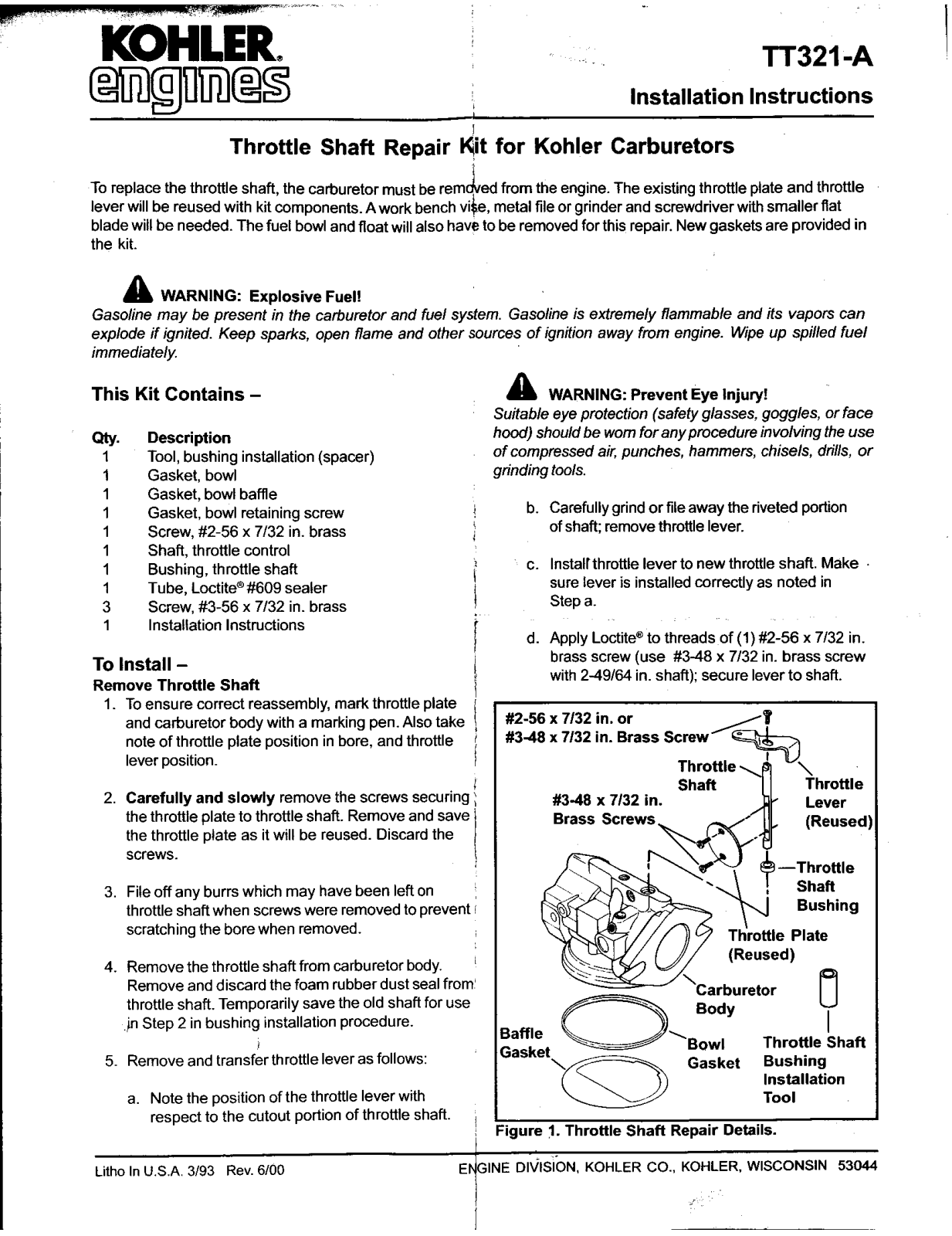 Kohler TT321-A User Manual