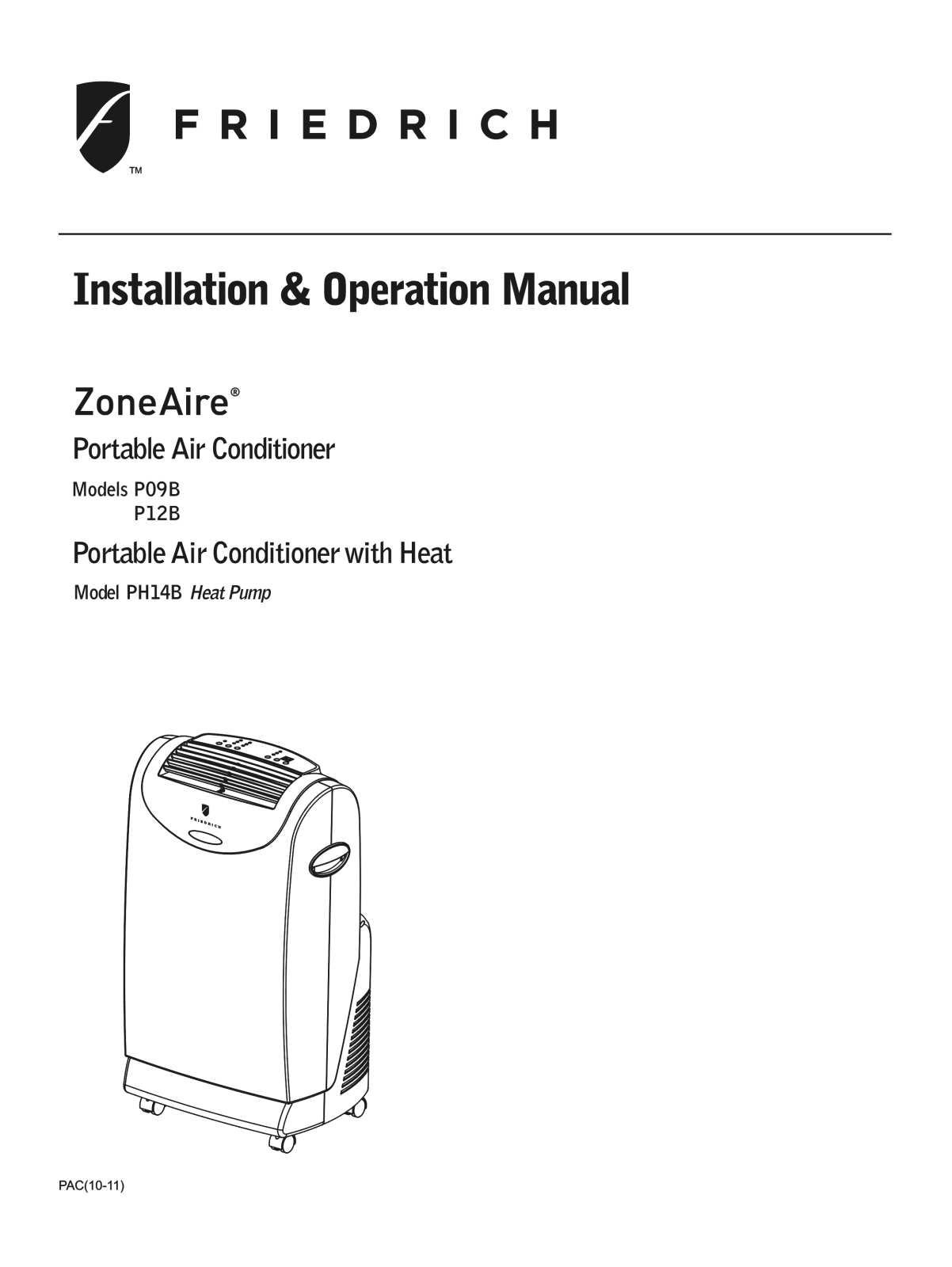 Friedrich PH14B, P12B User Manual