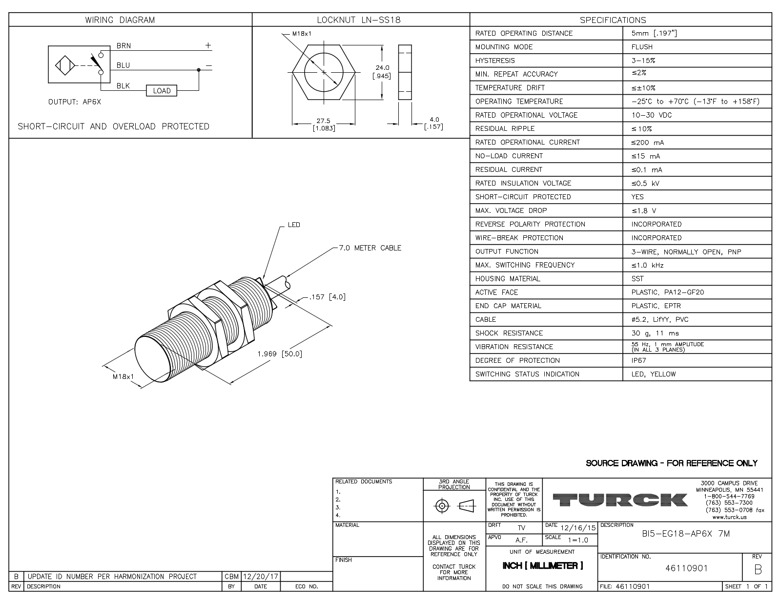 Turck BI5-EG18-AP6X7M Data Sheet