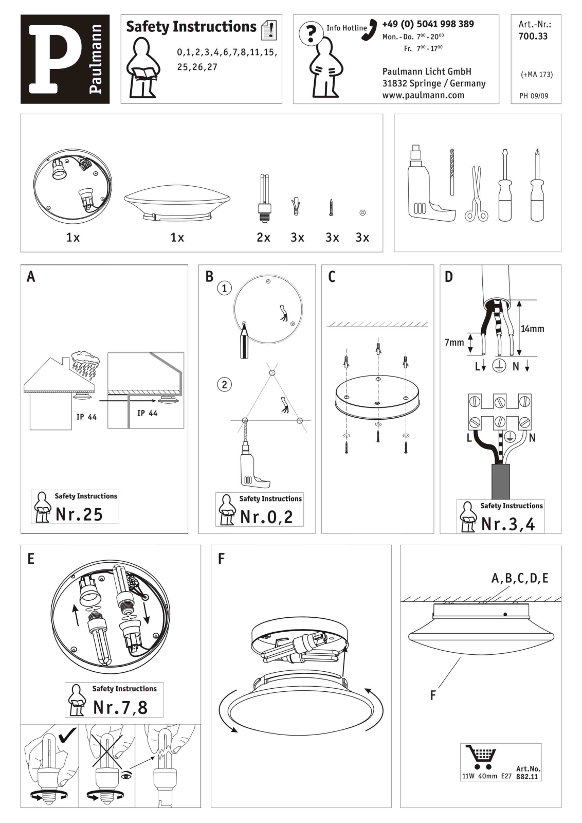 Paulmann 70033 Safety instructions - ManualMachine.com