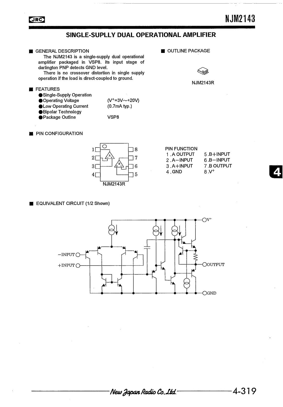 JRC NJM2143R Datasheet