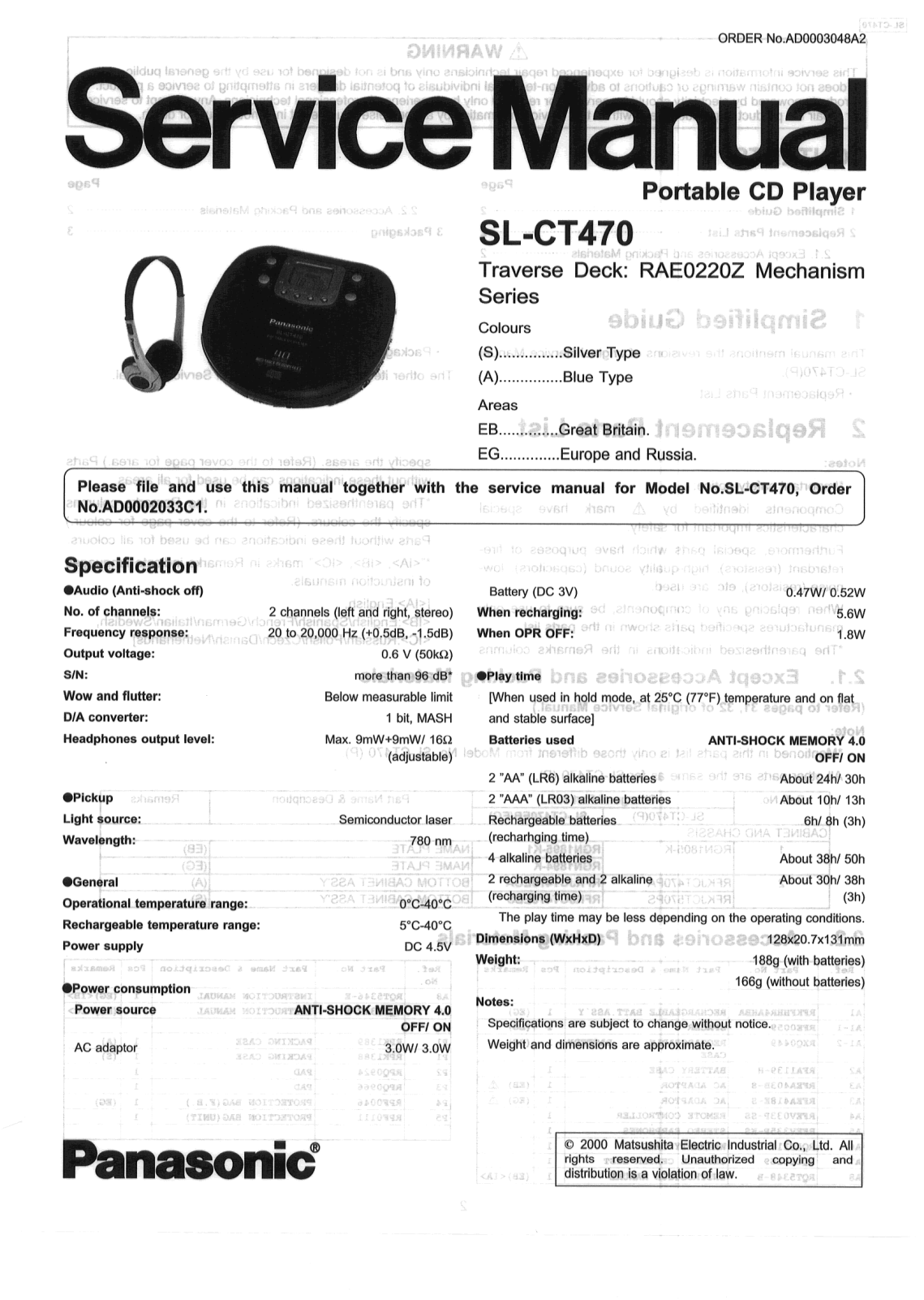 Technics SLCT-470 Service manual