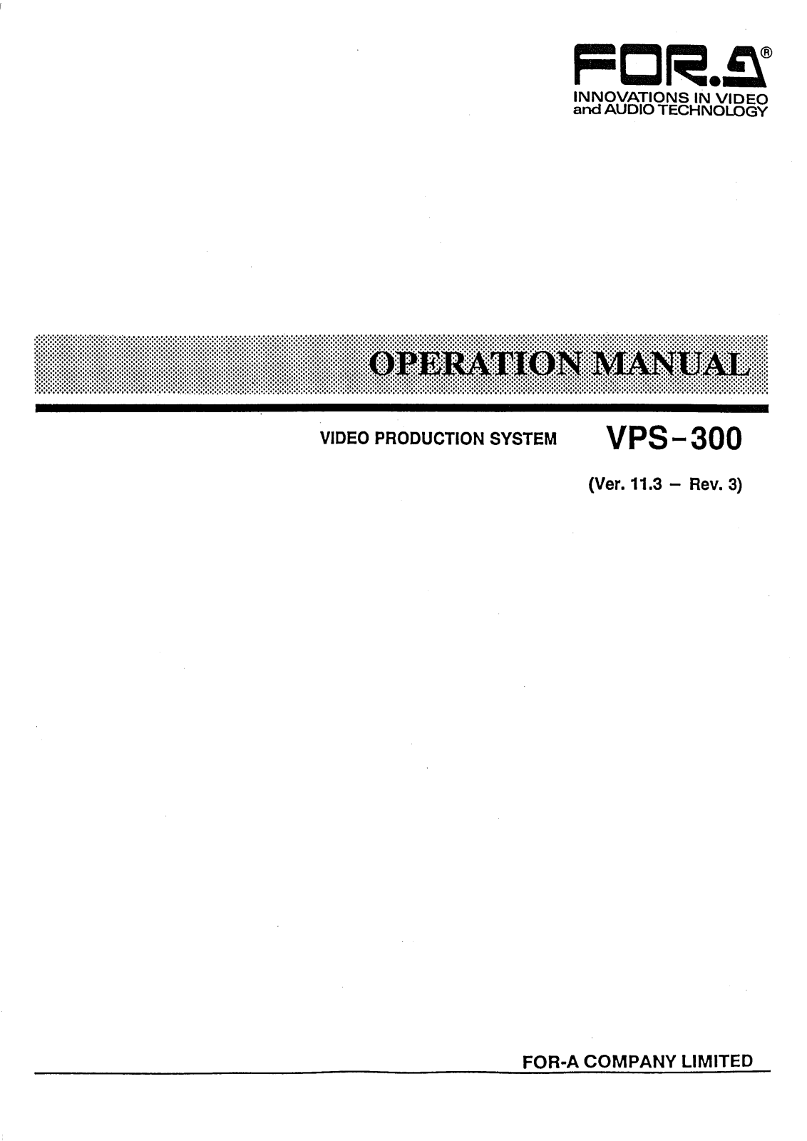 FOR-A VPS-300 Operation Manual - ManualMachine.com