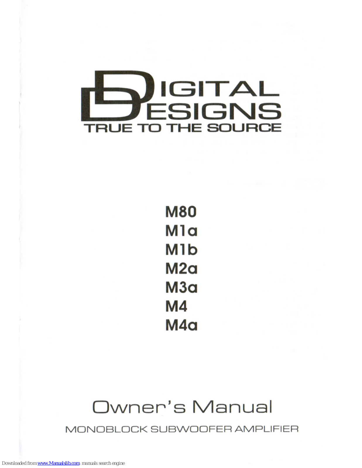 Digital Design M1A, M80, M1B, M2A, M3A Owner's Manual - ManualMachine.com