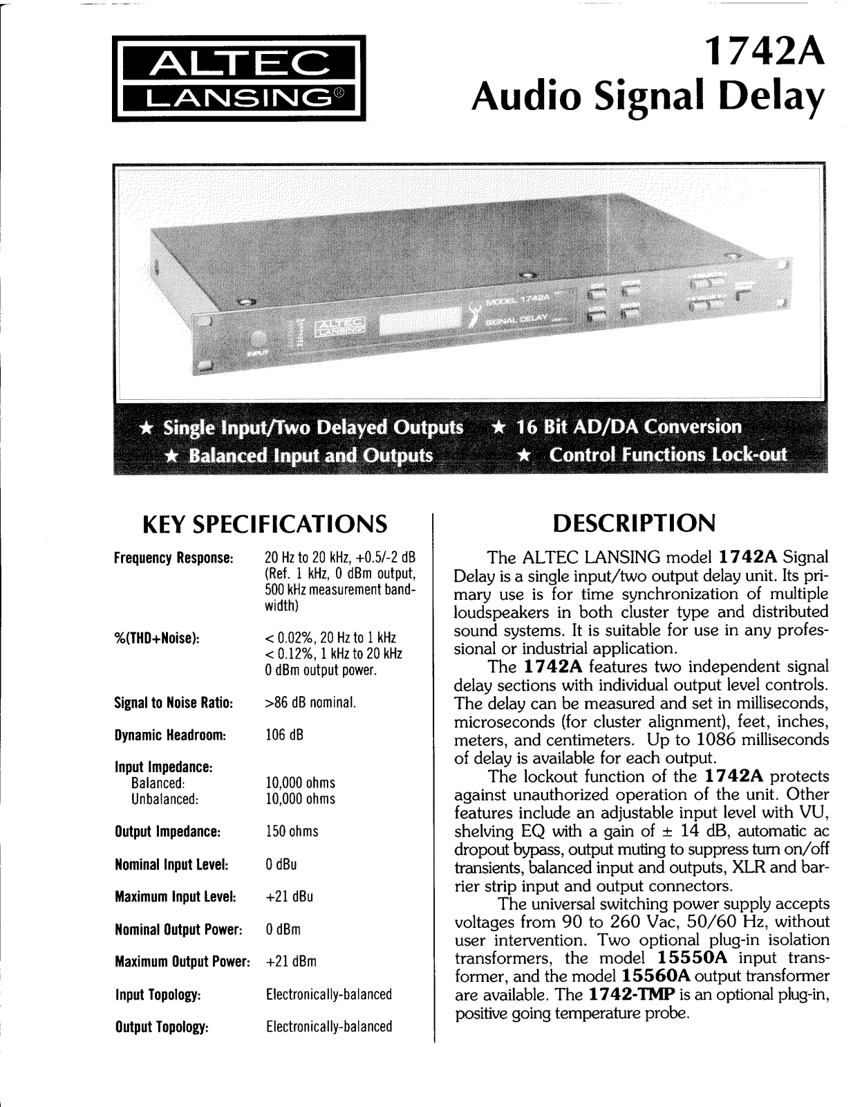 Altec lansing 1742A User Manual