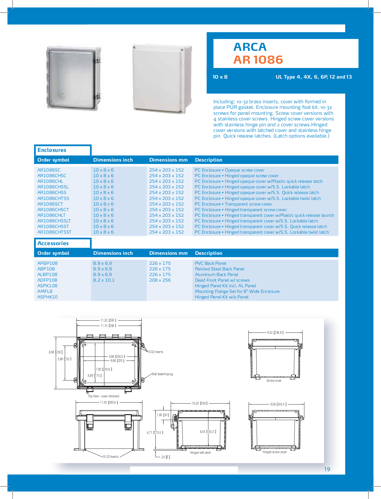 Fibox Enclosures AR1086 Catalog Page