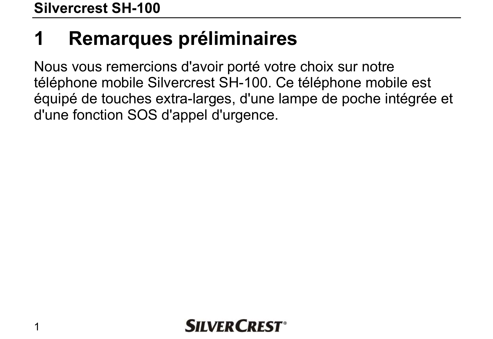 Silvercrest SH-100 User Manual