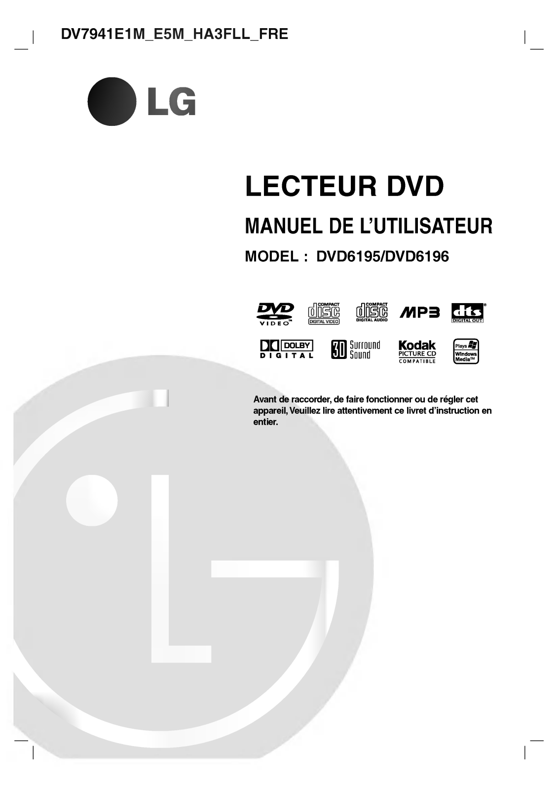 LG DV7941E1M User manual