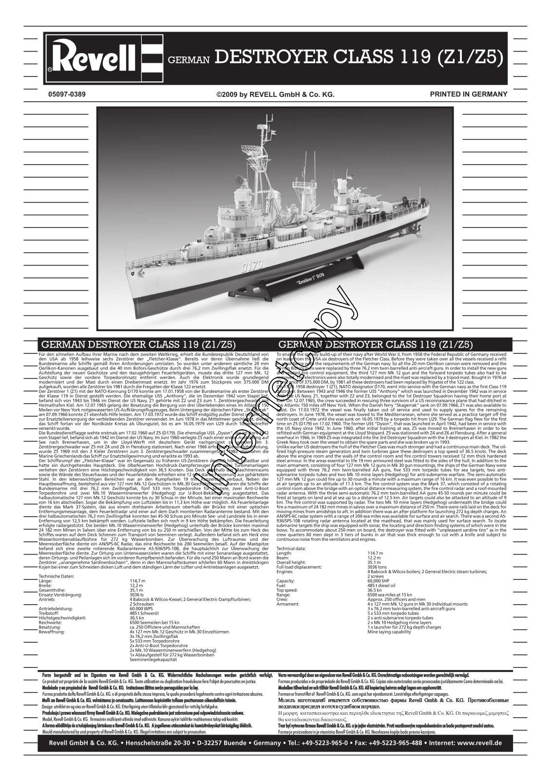 REVELL Dt.Zerstorer Z1-Z5 User Manual