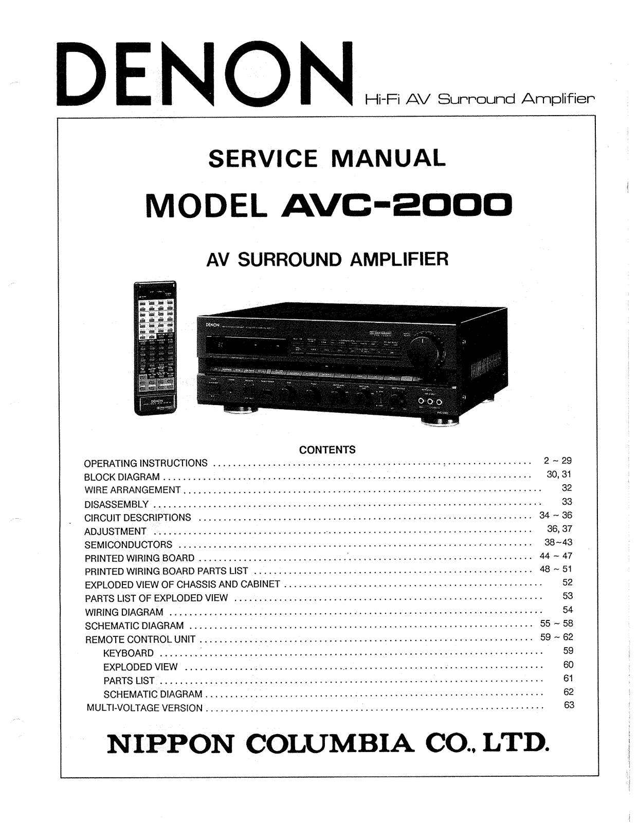 Denon AVC-2000 Service Manual