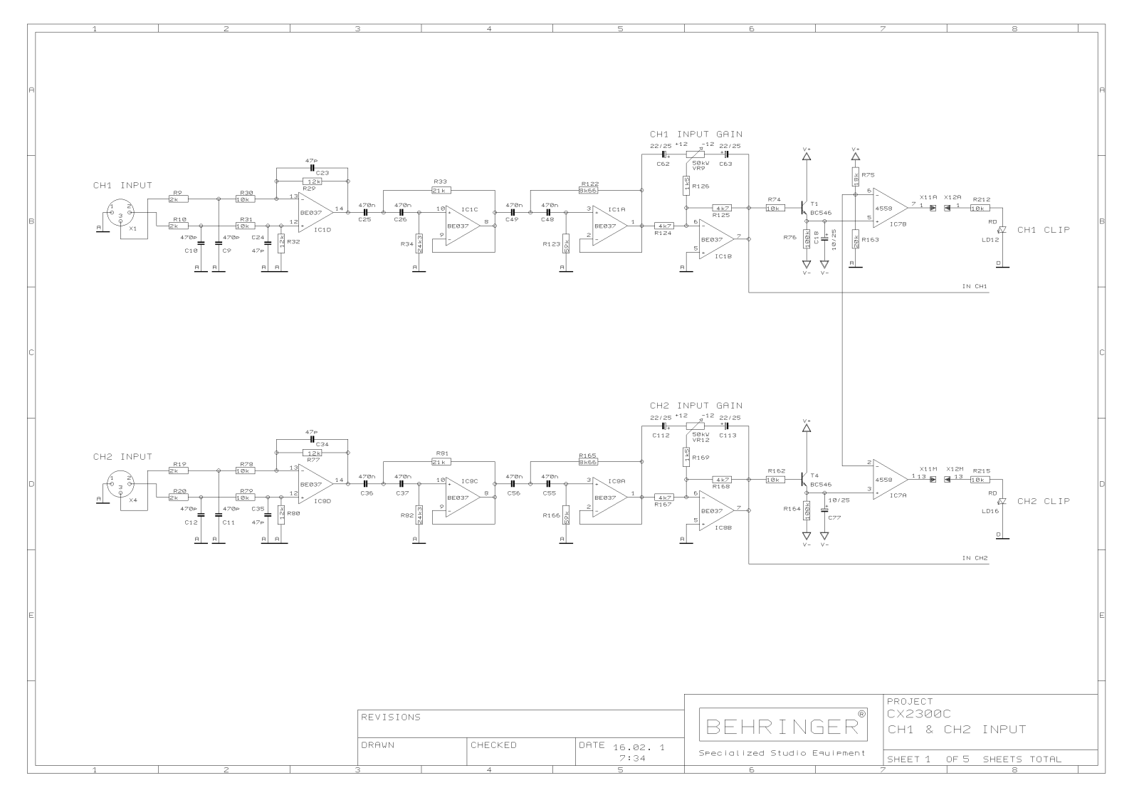 Behringer CX-2300-C Schematic