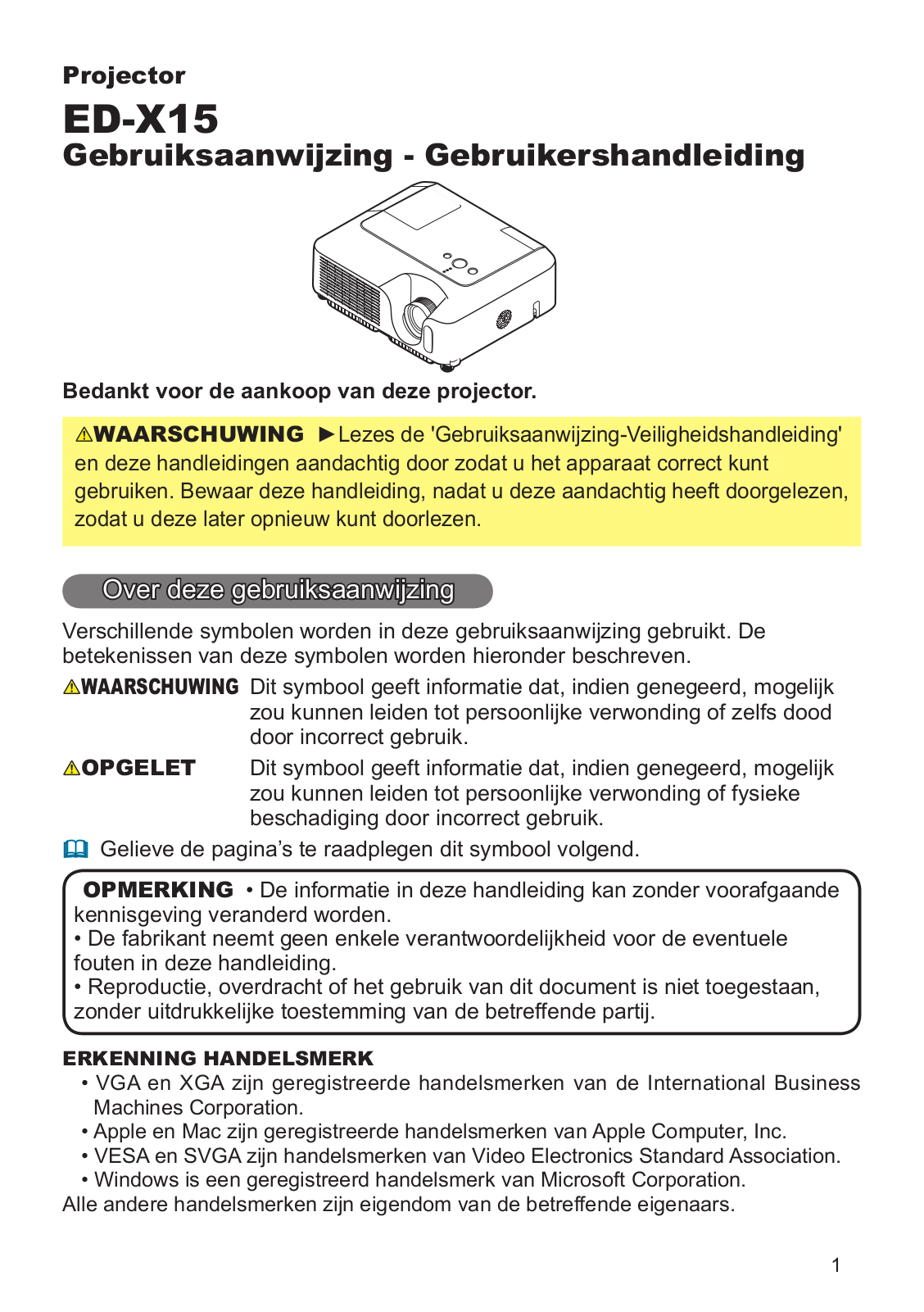 Hitachi ED-X15EF User Manual