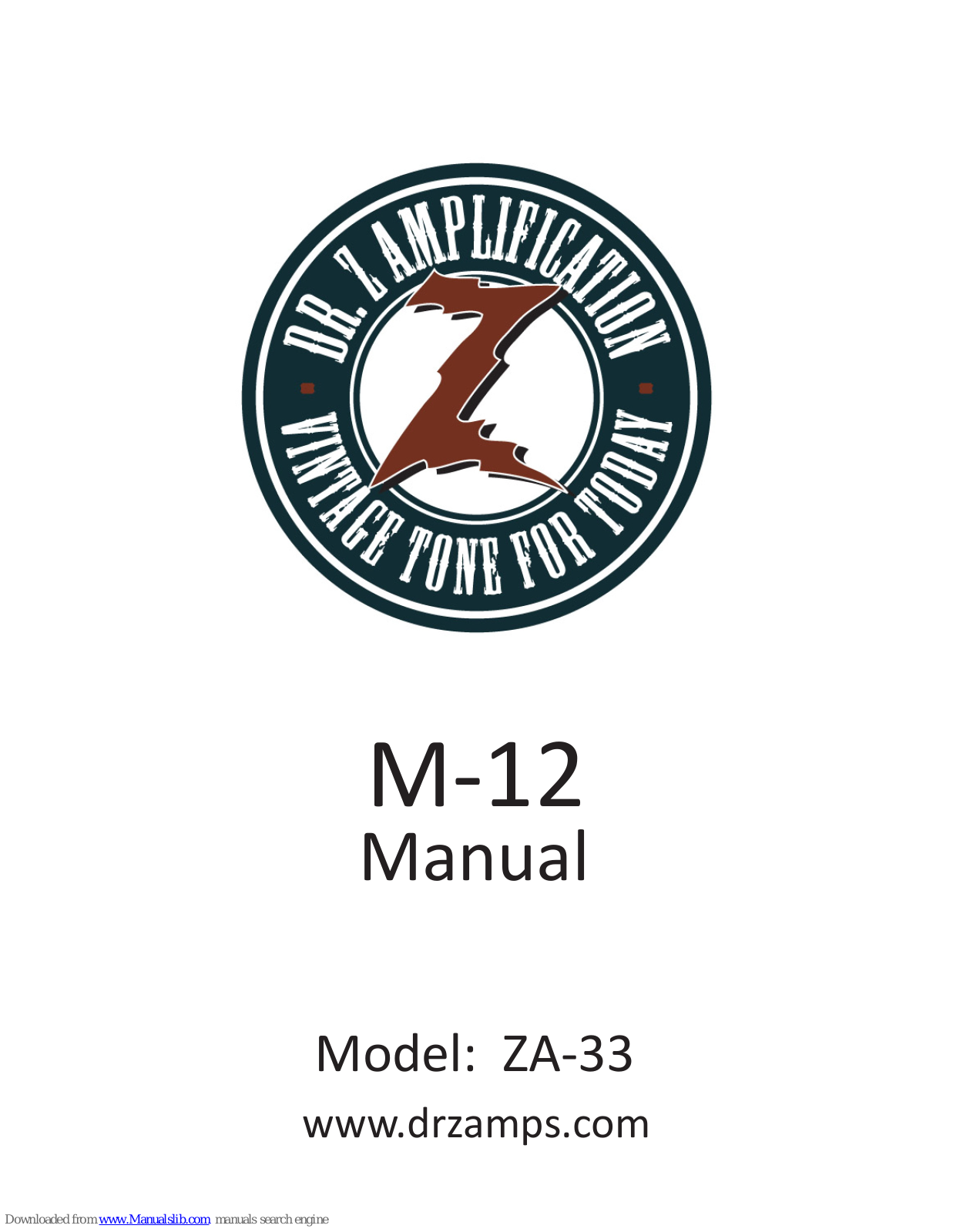 DR. Z Amplification M-12 ZA-33 User Manual - ManualMachine.com