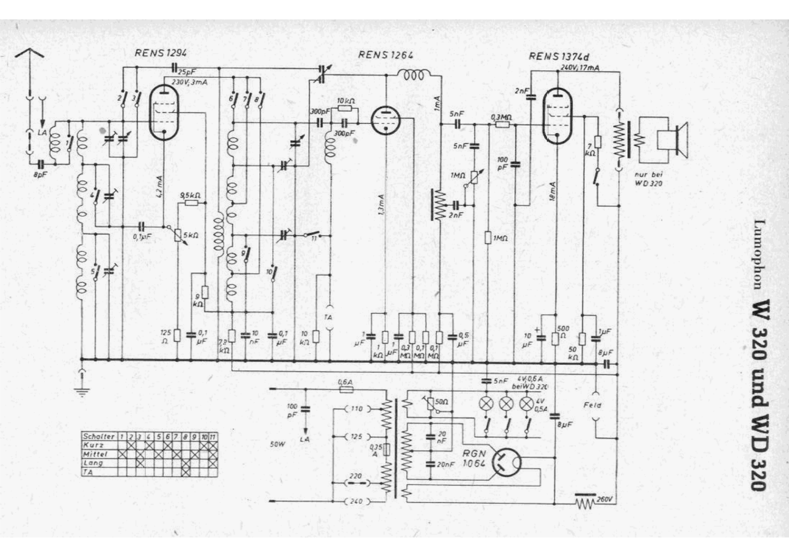 Lumophon w320, wd320 schematic - ManualMachine.com
