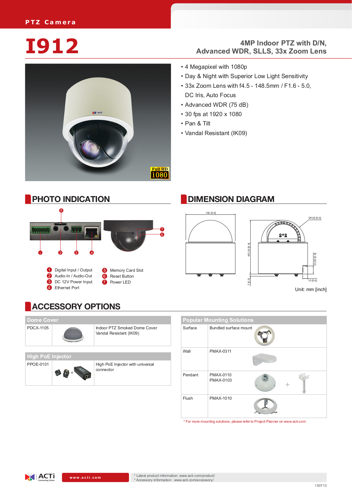 ACTi I912 Specsheet