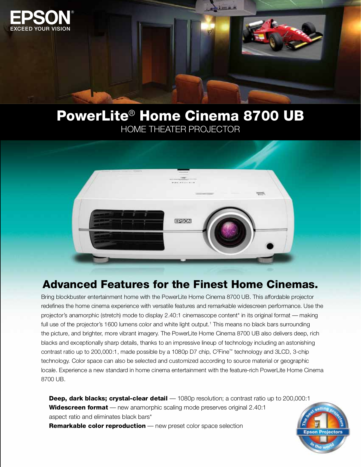 Epson PowerLite Home Cinema 8700UB Product Sheet