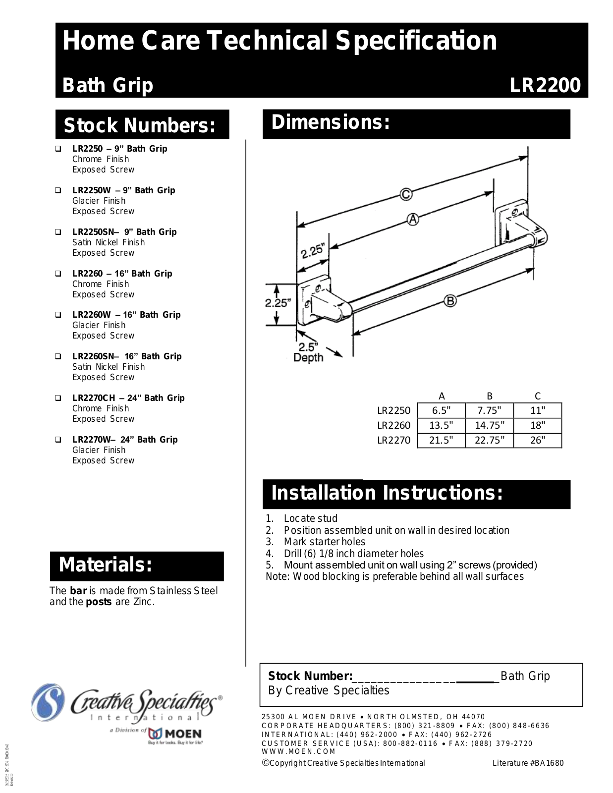 Moen MOE8973 Specifications - ManualMachine.com